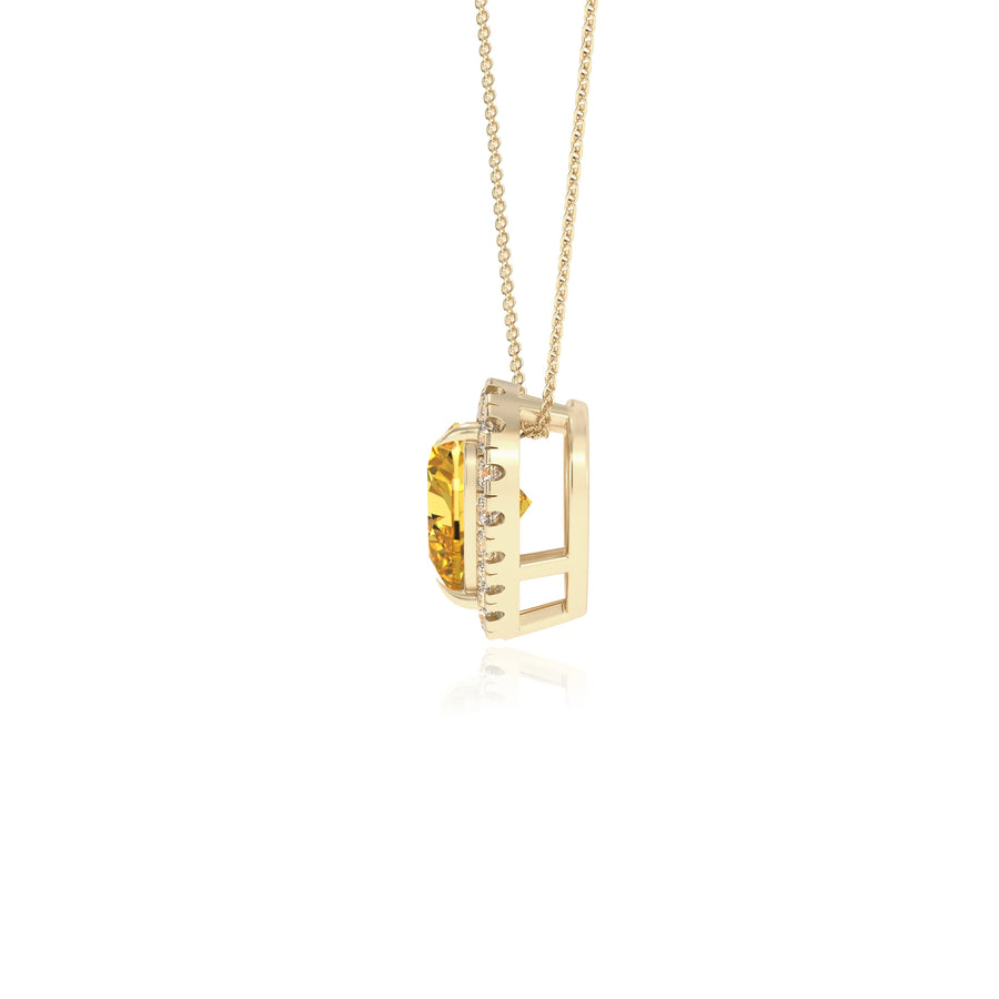 lab grown yellow sapphire heart solitaire necklaces in yellow gold 
