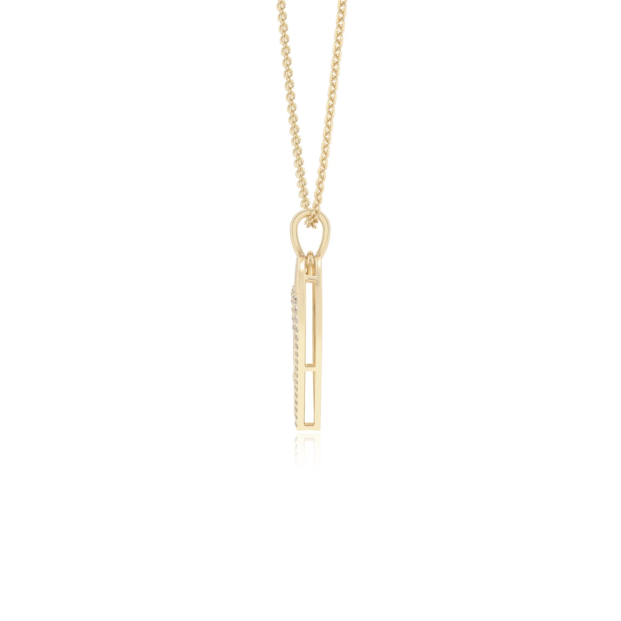 lab grown moissanite round necklaces in yellow gold 