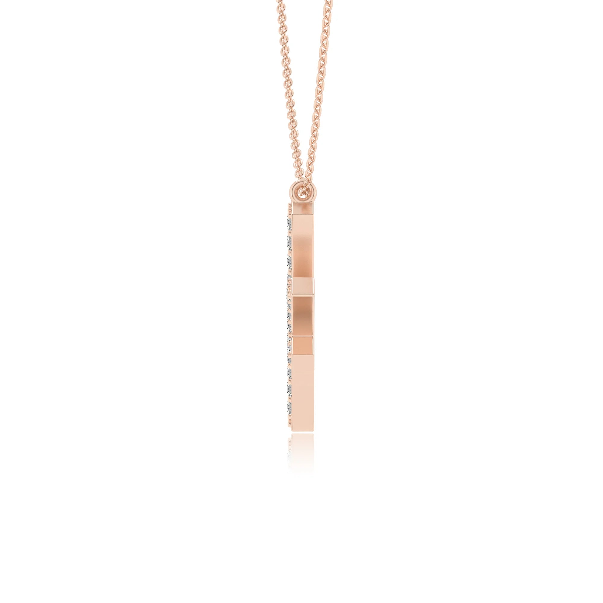 lab grown moissanite round necklaces in rose gold 