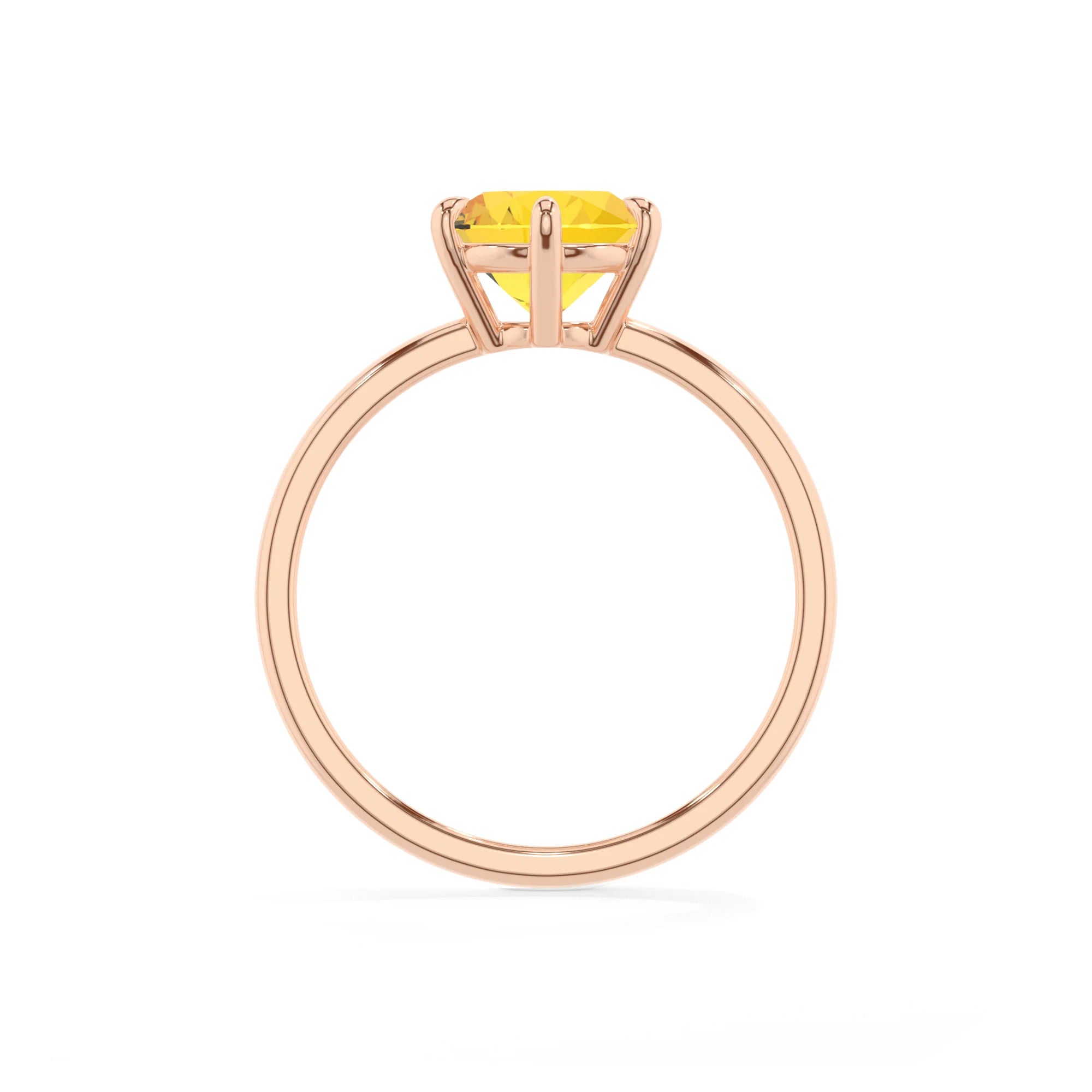 lab grown yellow-sapphire round solitaire rings in rose gold 