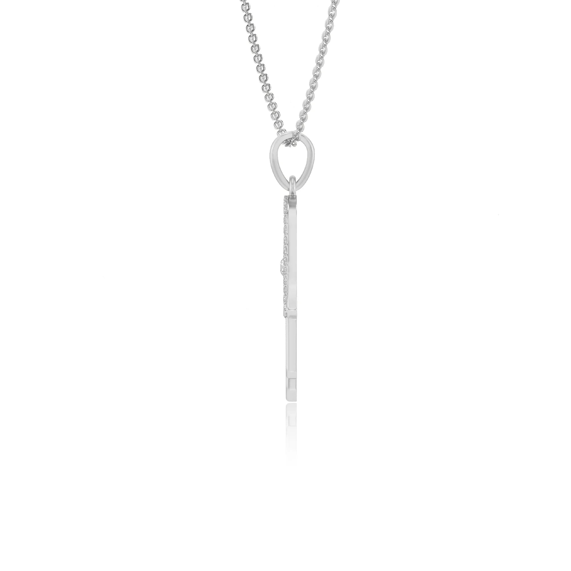 lab grown moissanite round infinity necklaces in white gold 
