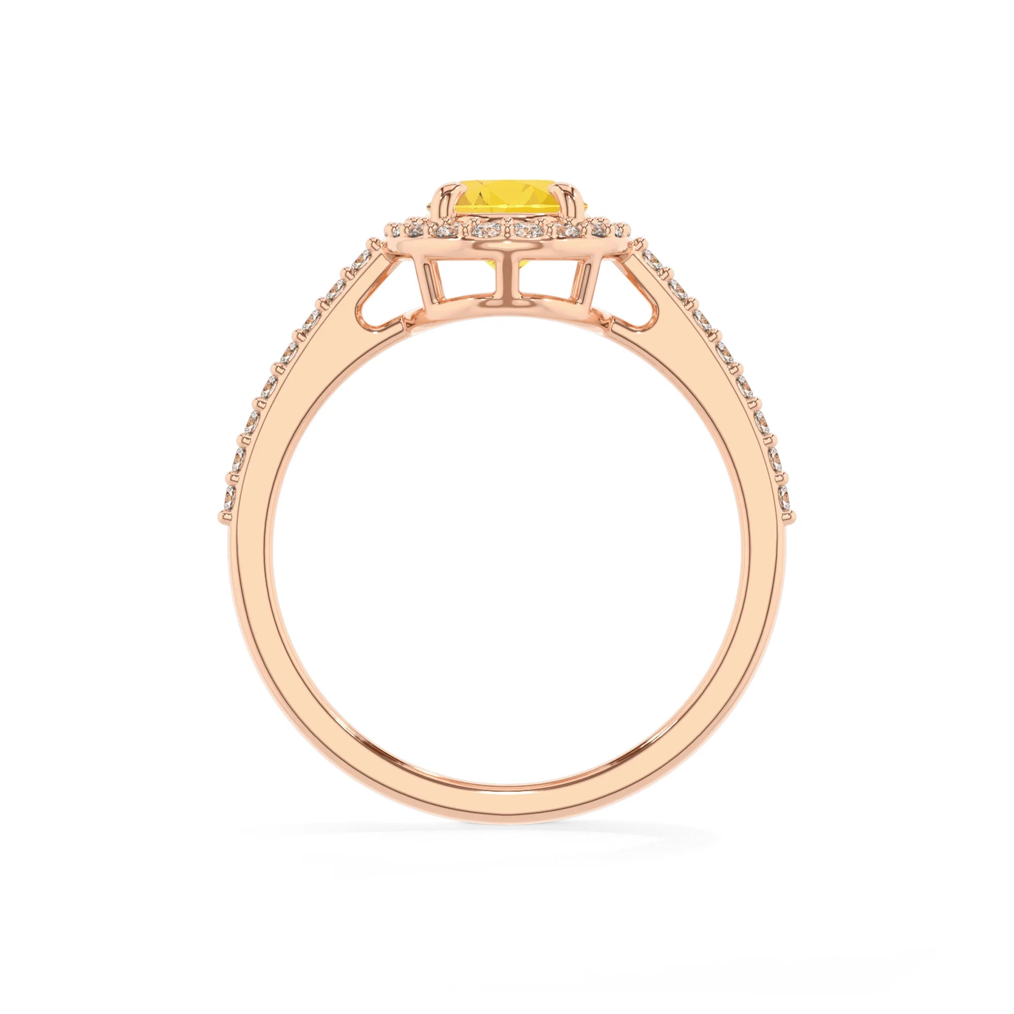 lab grown yellow-sapphire oval solitaire rings in rose gold 