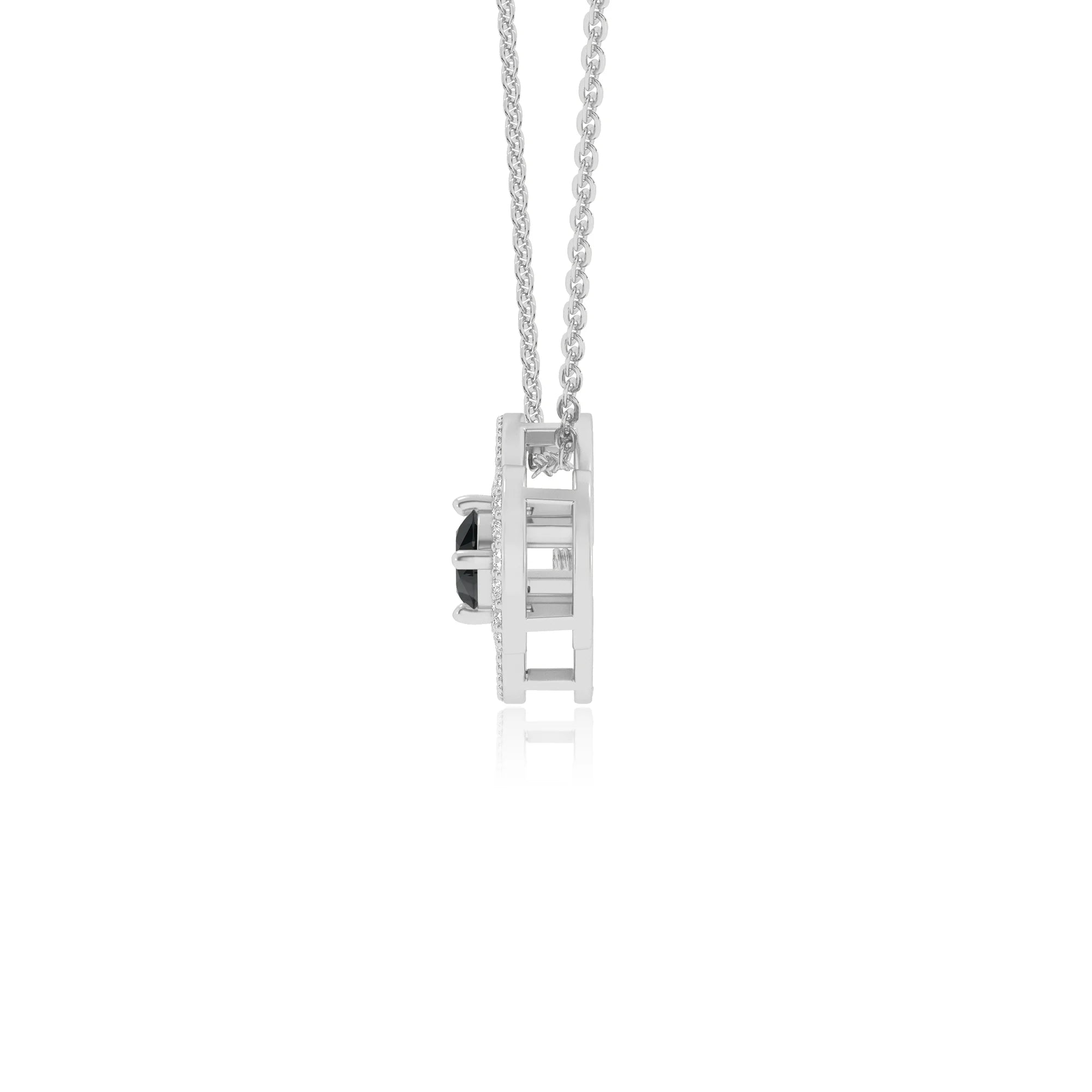 natural black-onyx round solitaire necklaces in platinum 