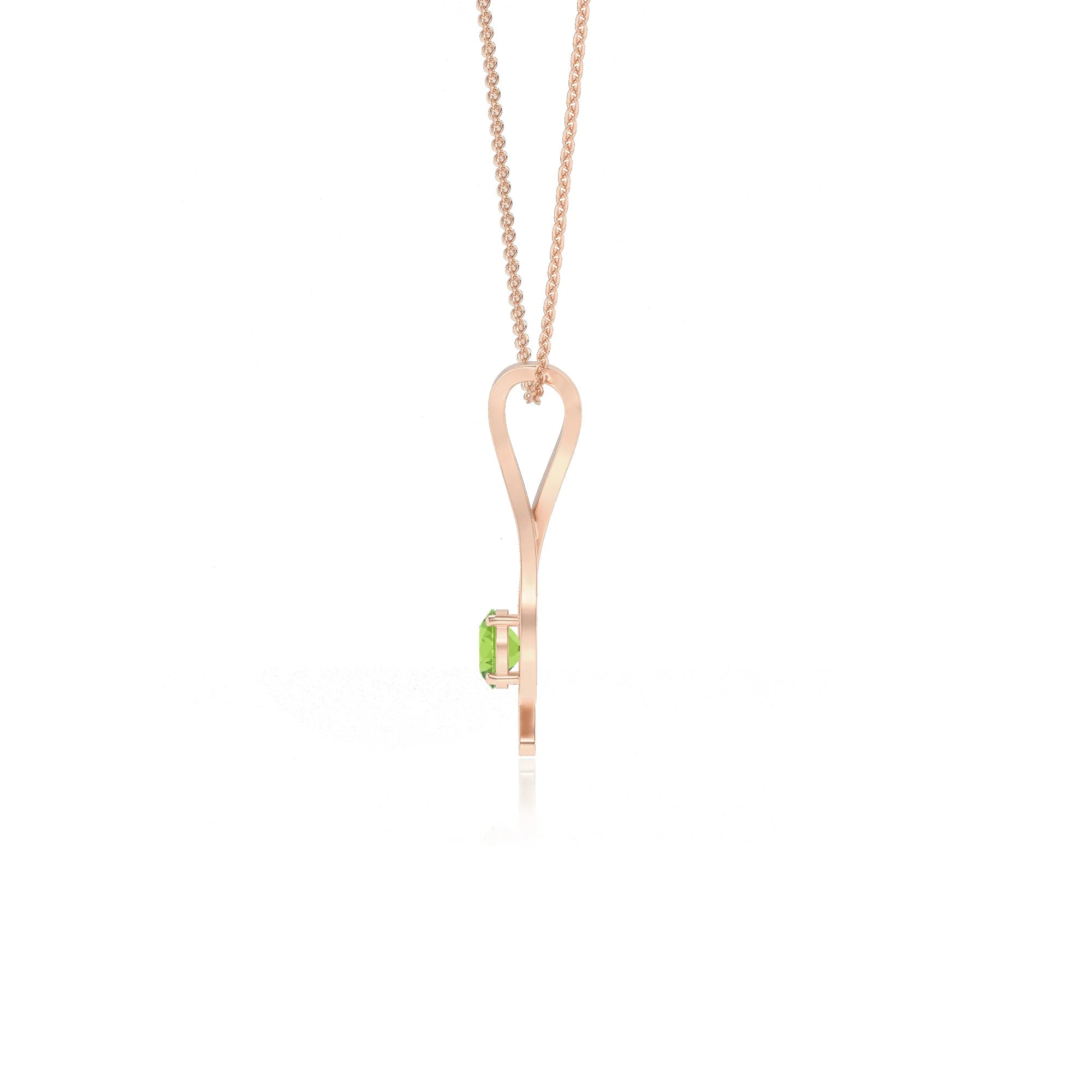 natural peridot round solitaire necklaces in rose gold 