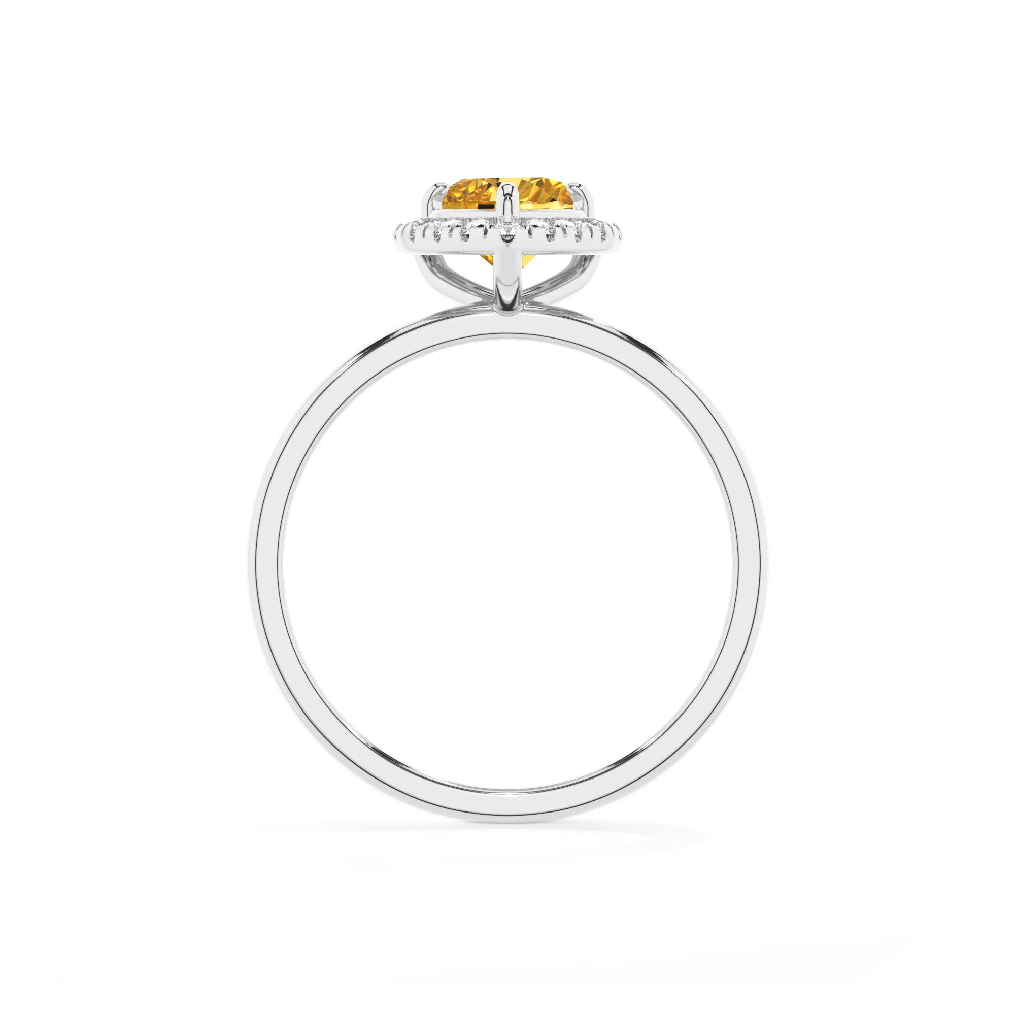 lab grown yellow-sapphire heart solitaire rings in sterling silver 