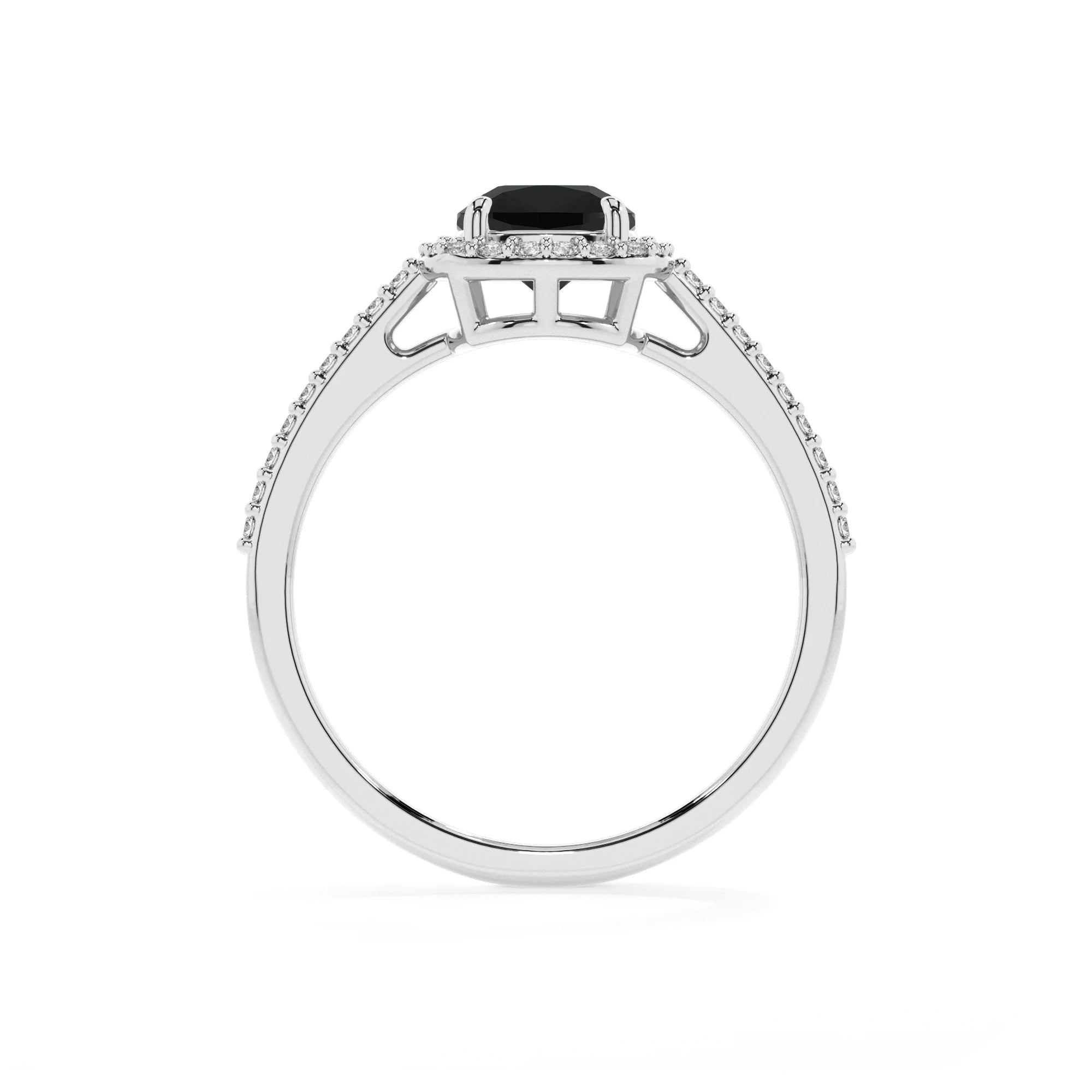 natural black-onyx cushion solitaire rings in sterling silver 