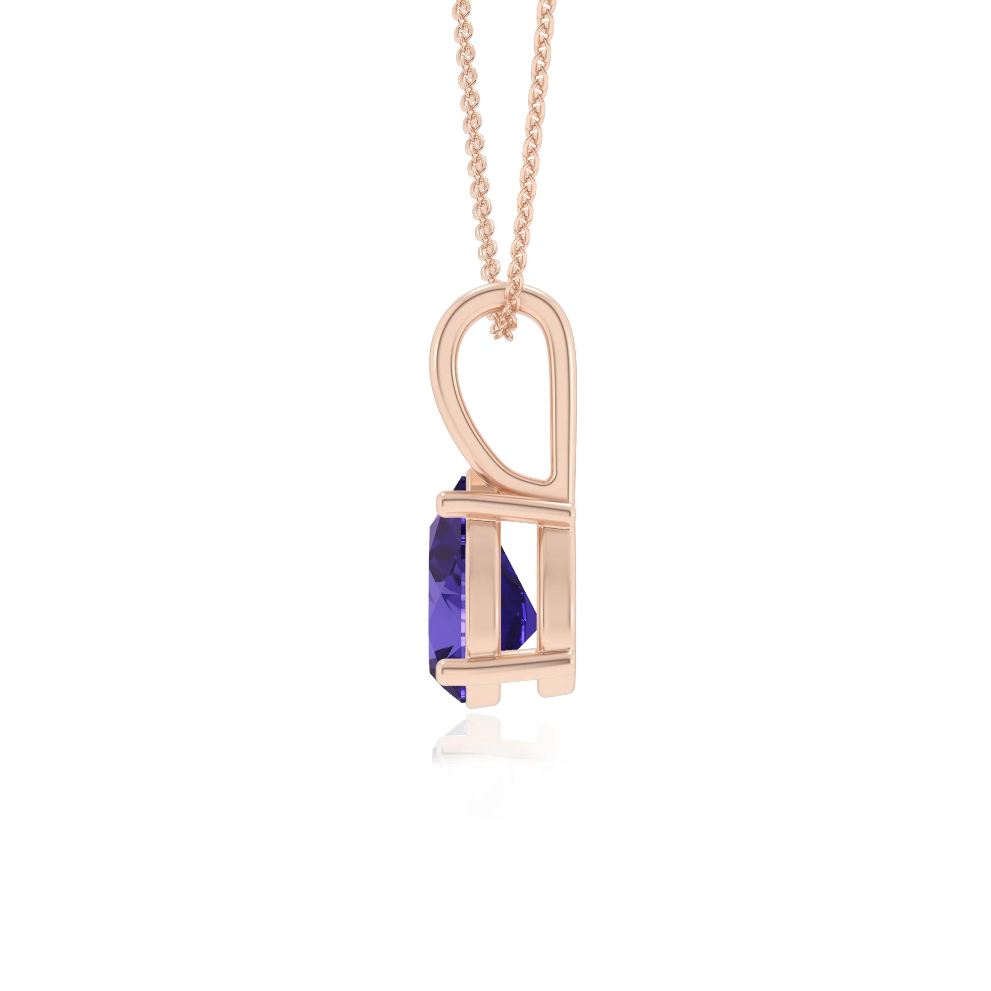 lab grown tanzanite pear solitaire necklaces in rose gold 