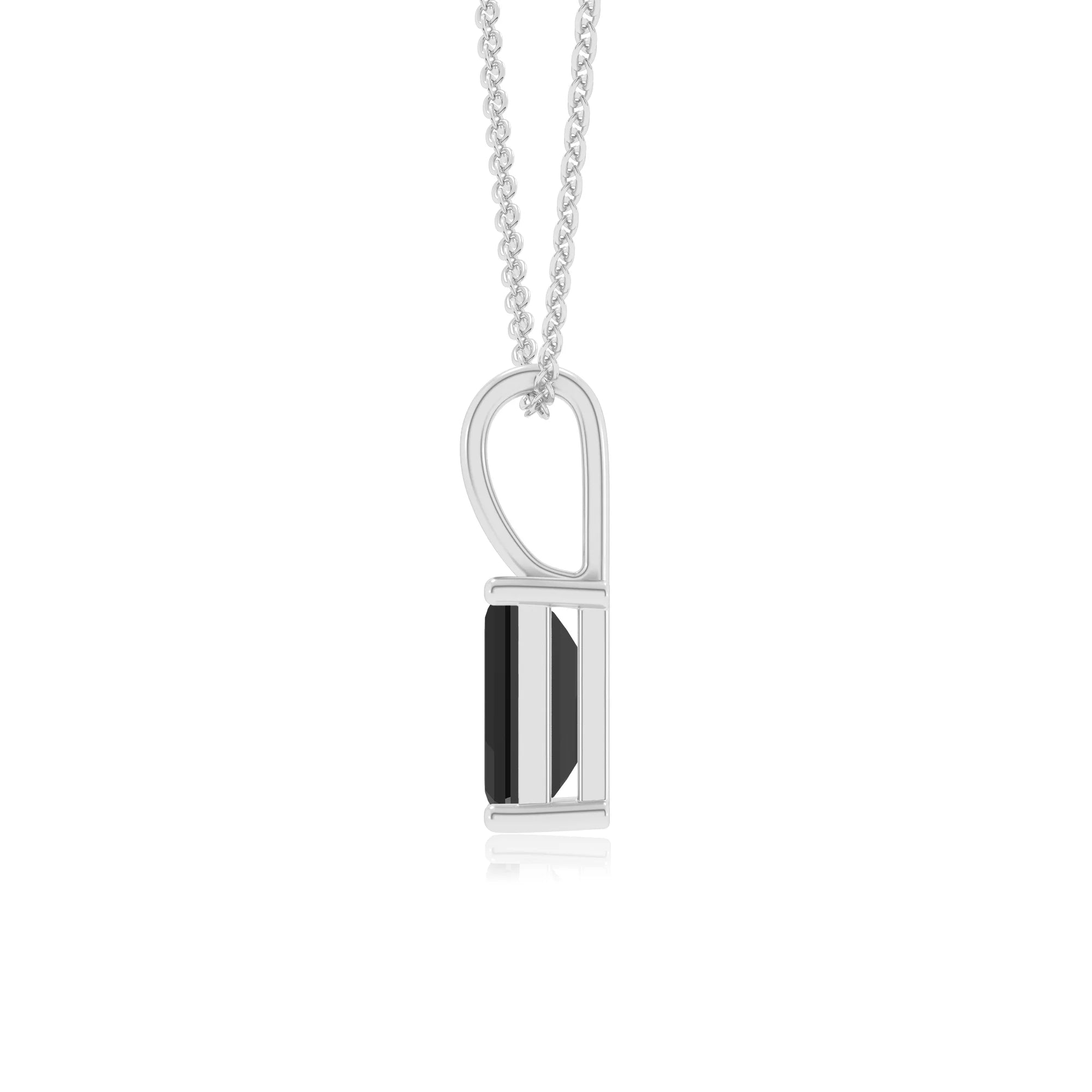 natural black-onyx emerald cut solitaire necklaces in white gold 
