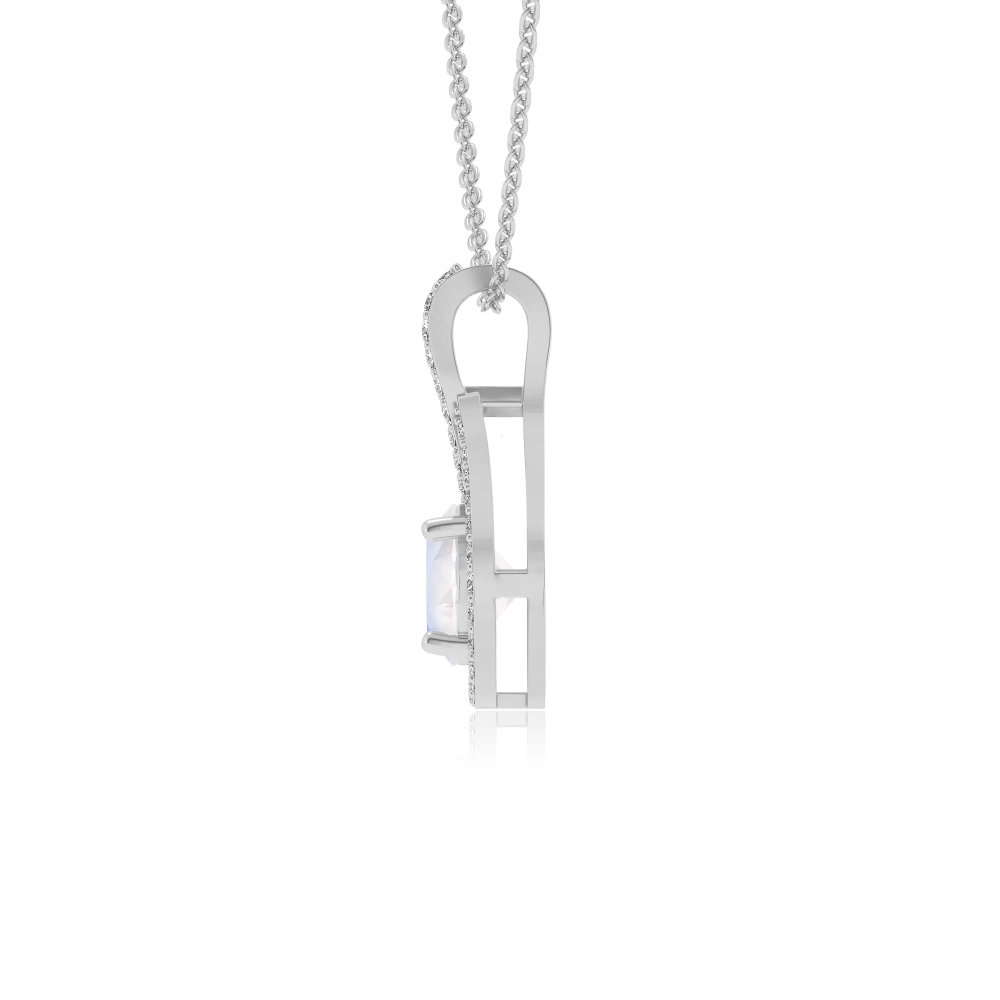 natural rainbow-moonstone round solitaire necklaces in sterling silver 