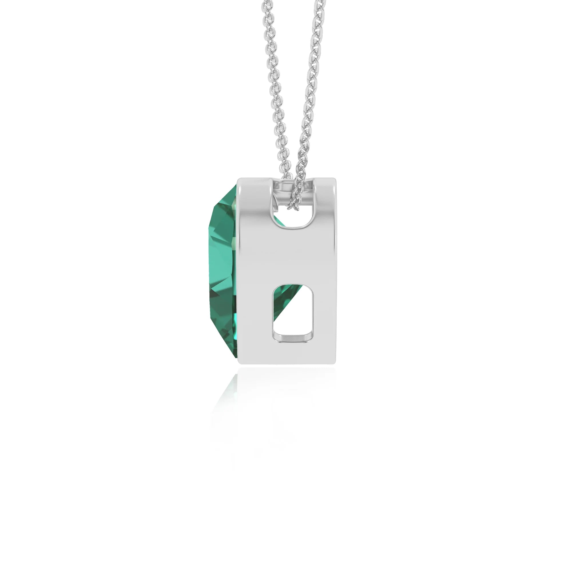 lab grown emerald heart solitaire necklaces in white gold 
