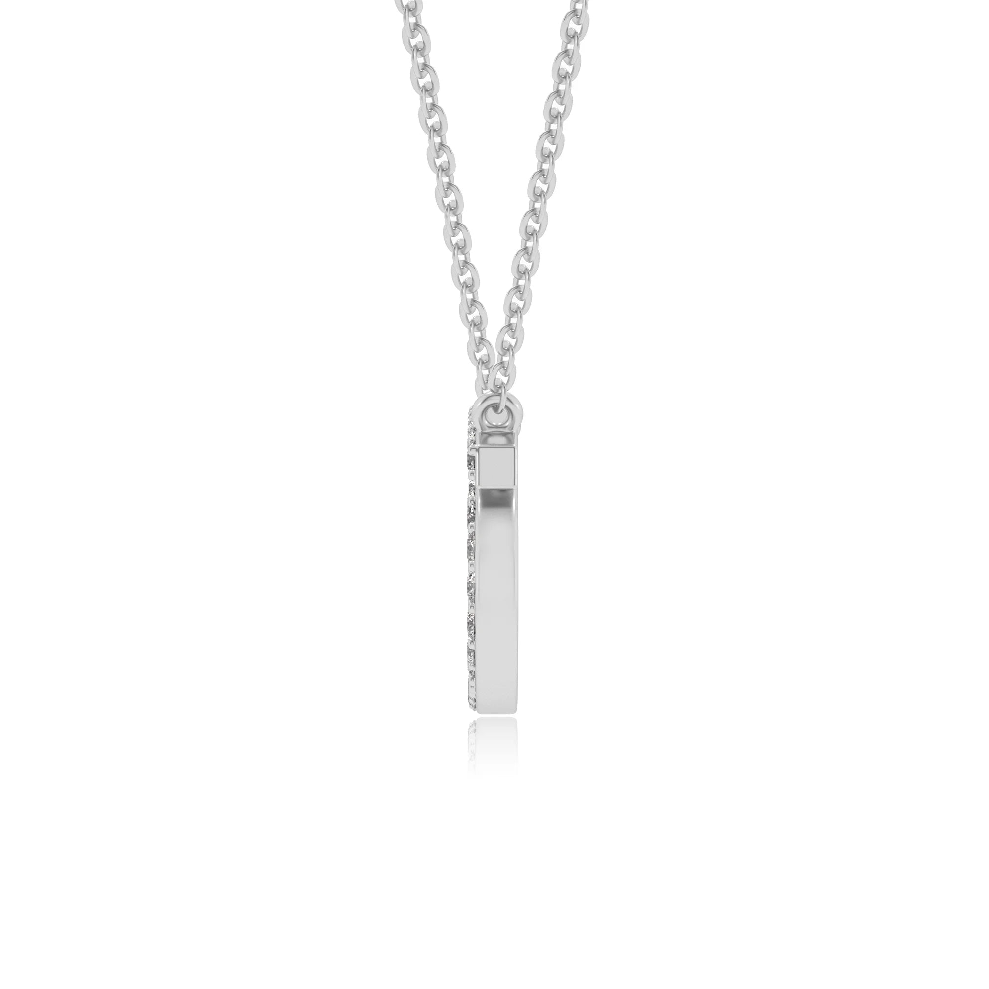 lab grown moissanite round necklaces in white gold 