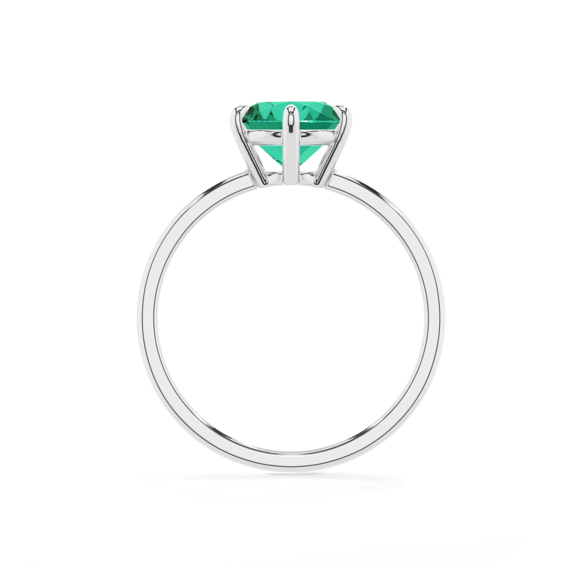 lab grown emerald round solitaire rings in sterling silver 