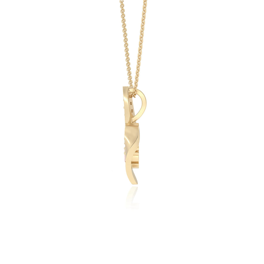 lab grown morganite round solitaire v-bale necklaces in yellow gold 