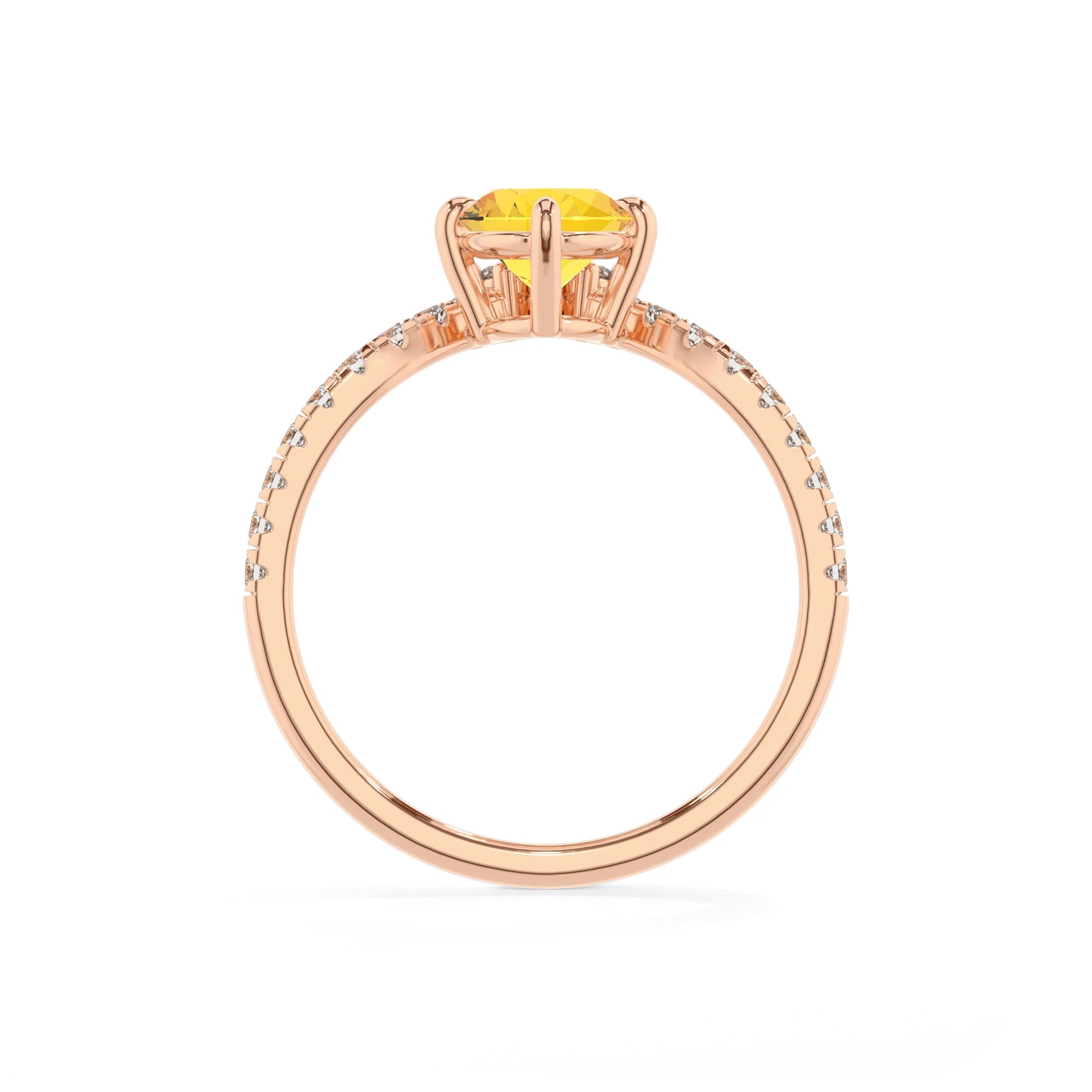 lab grown yellow-sapphire oval solitaire rings in rose gold 