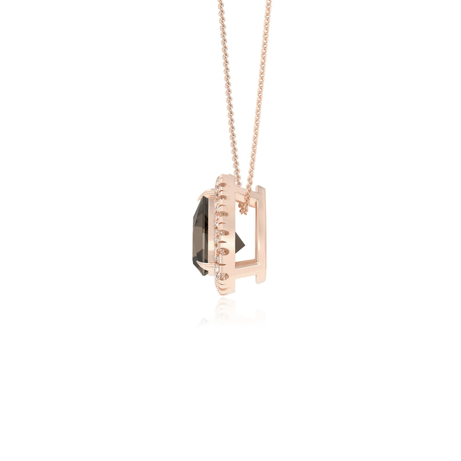 natural smoky quartz trillion solitaire necklaces in rose gold 