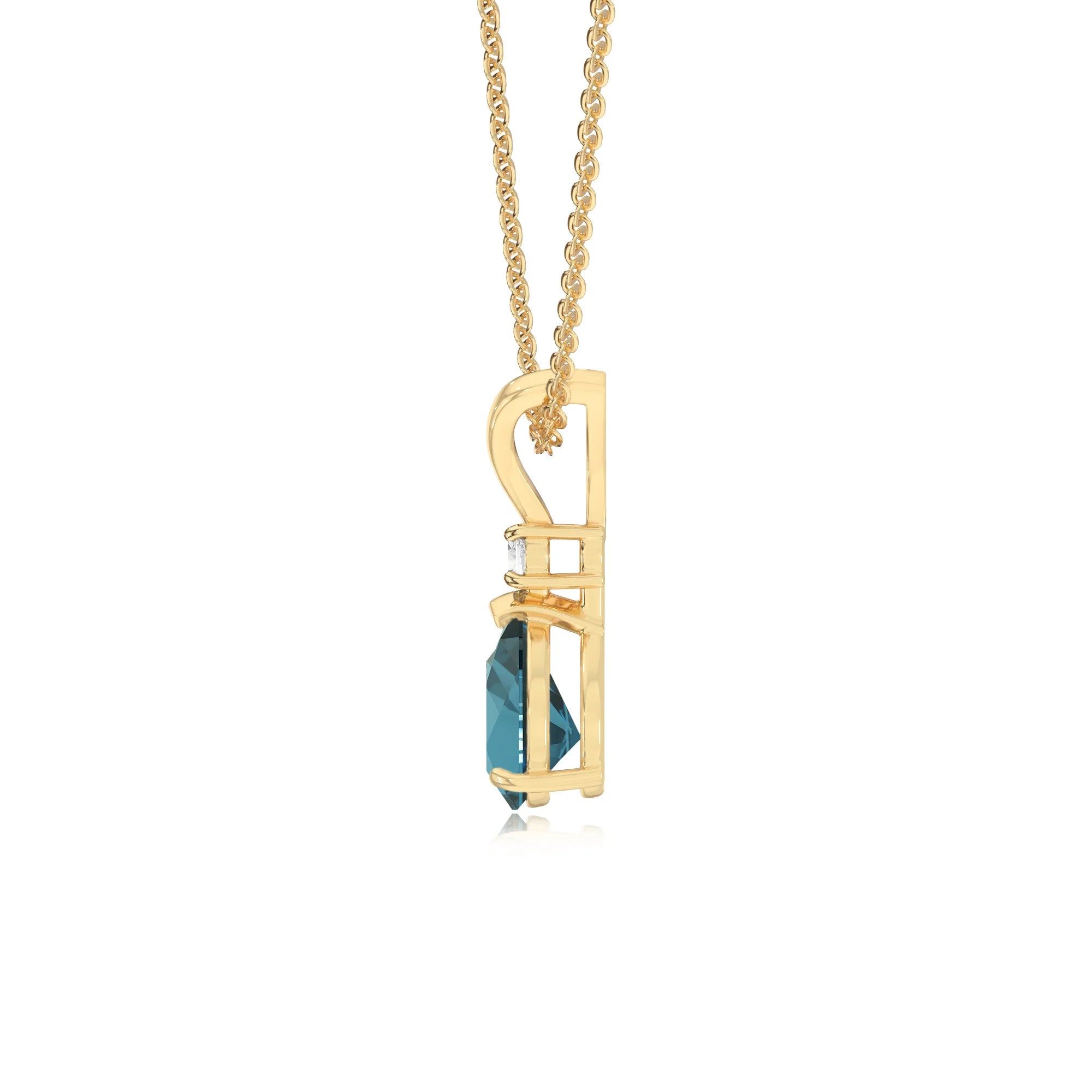 natural london-blue-topaz pear solitaire v-bale necklaces in yellow gold 