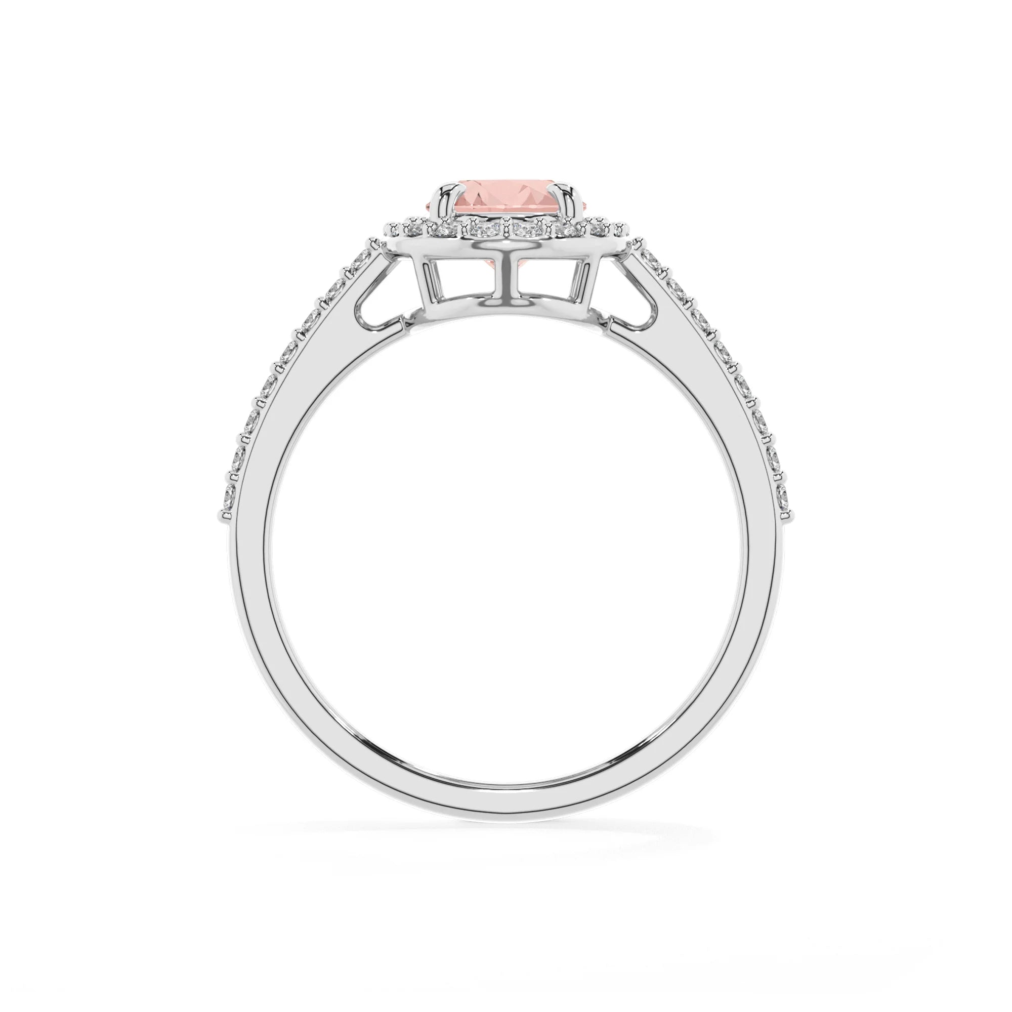 lab grown morganite oval solitaire rings in white gold 