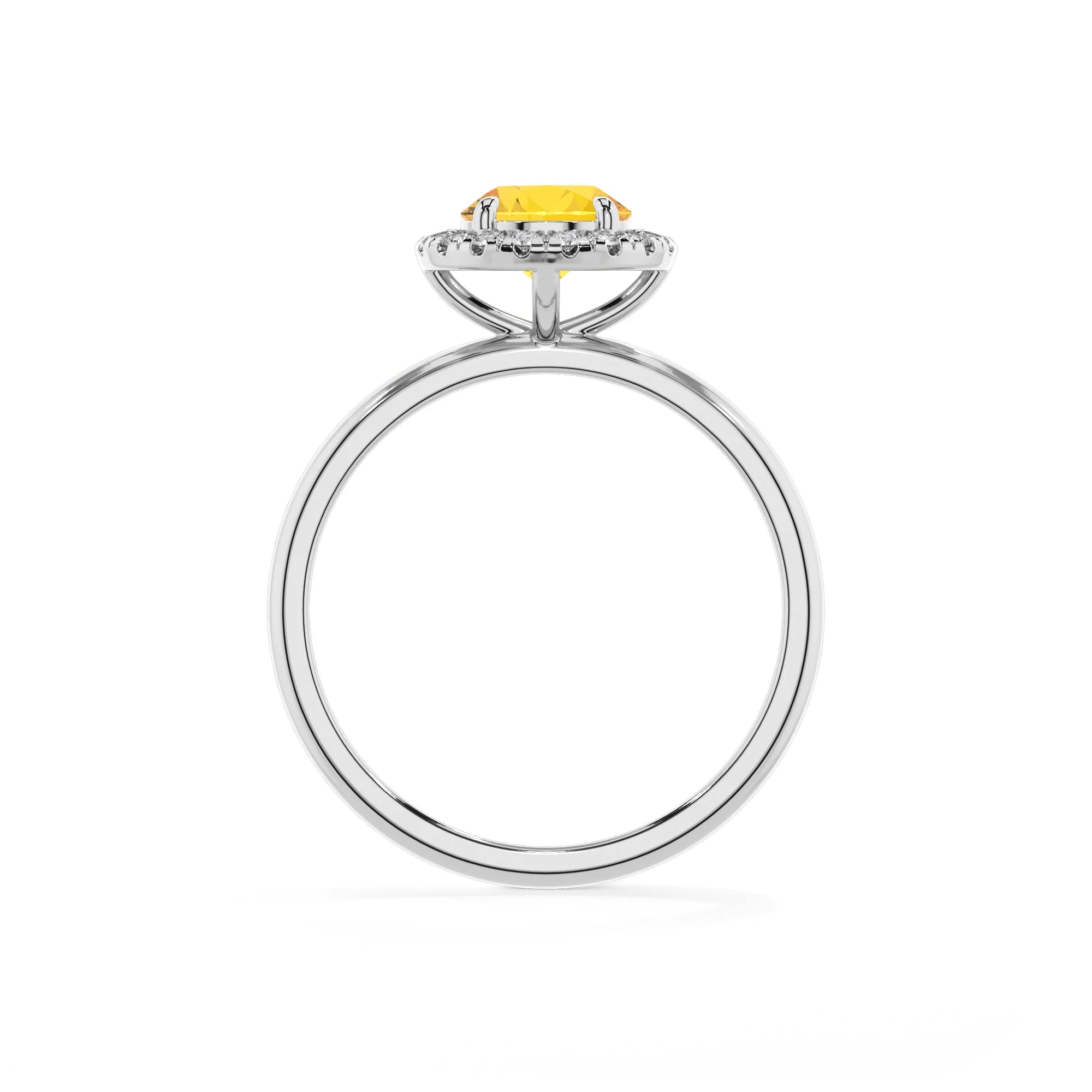 lab grown yellow-sapphire round solitaire rings in sterling silver 