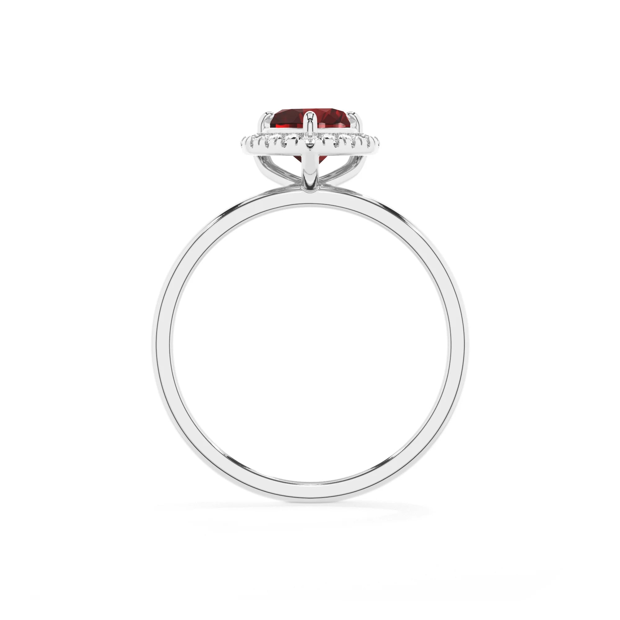 natural garnet heart solitaire rings in platinum 