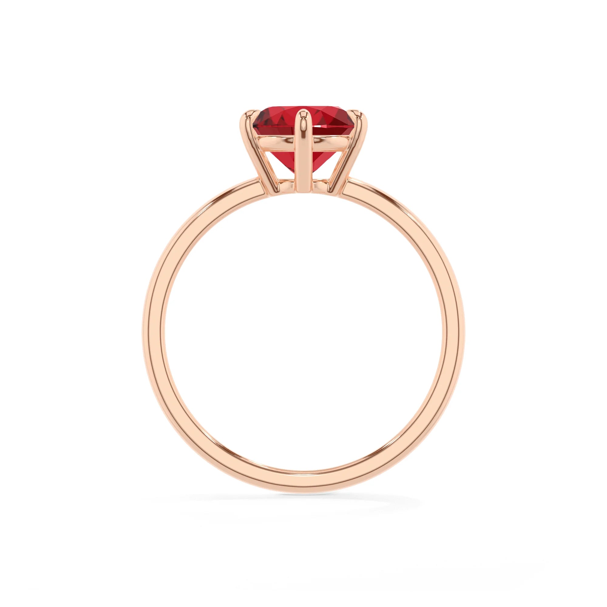 lab grown ruby round solitaire rings in rose gold 