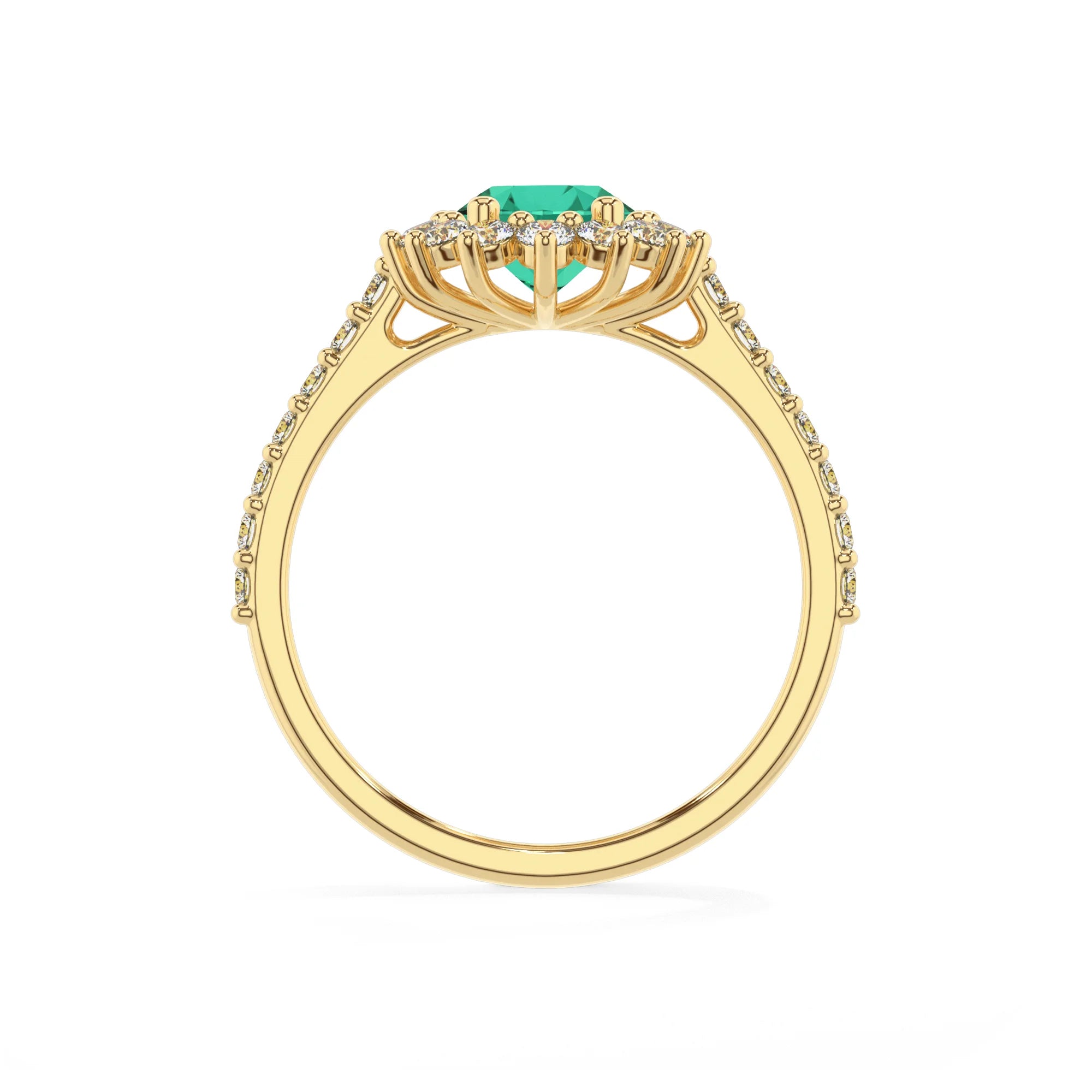 lab grown emerald oval solitaire rings in yellow gold 