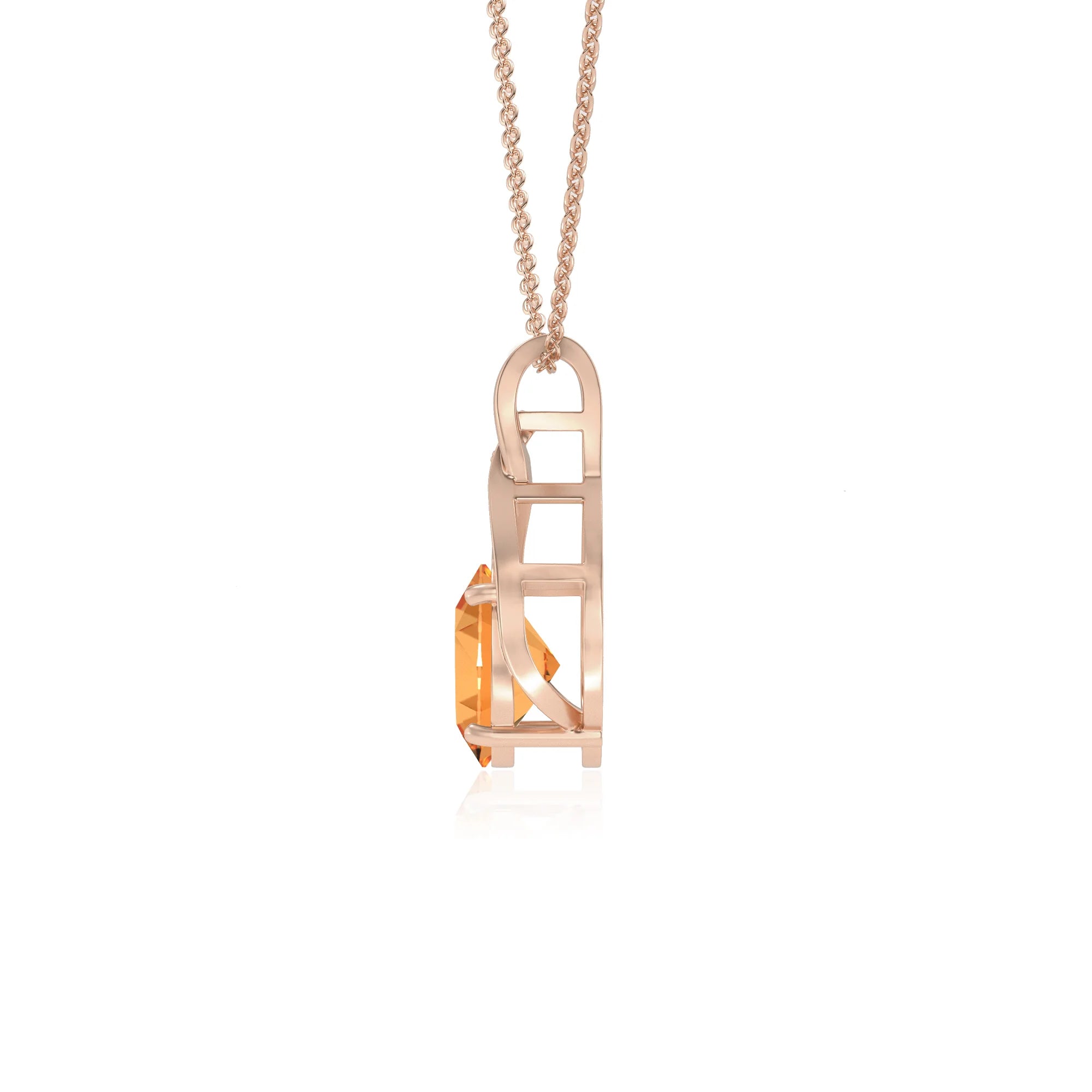 lab grown citrine oval solitaire necklaces in rose gold 