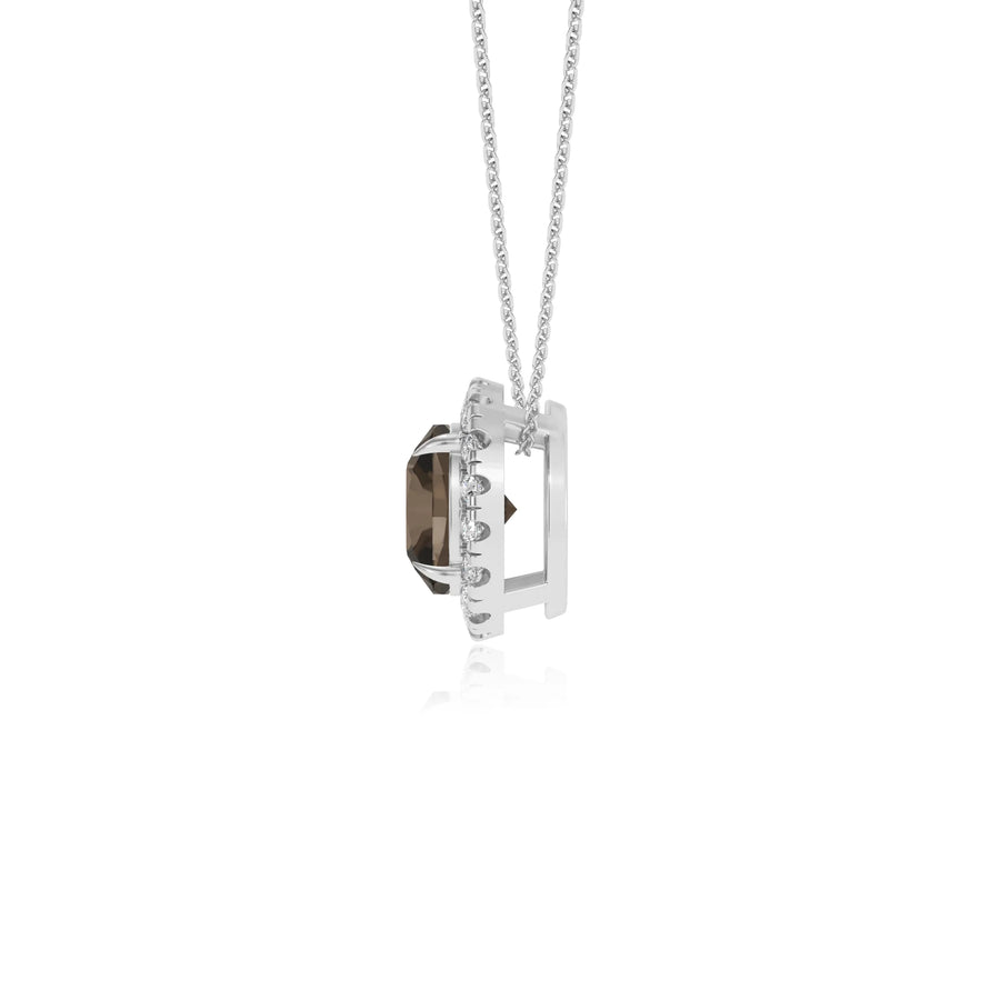natural smoky quartz cushion solitaire necklaces in sterling silver 