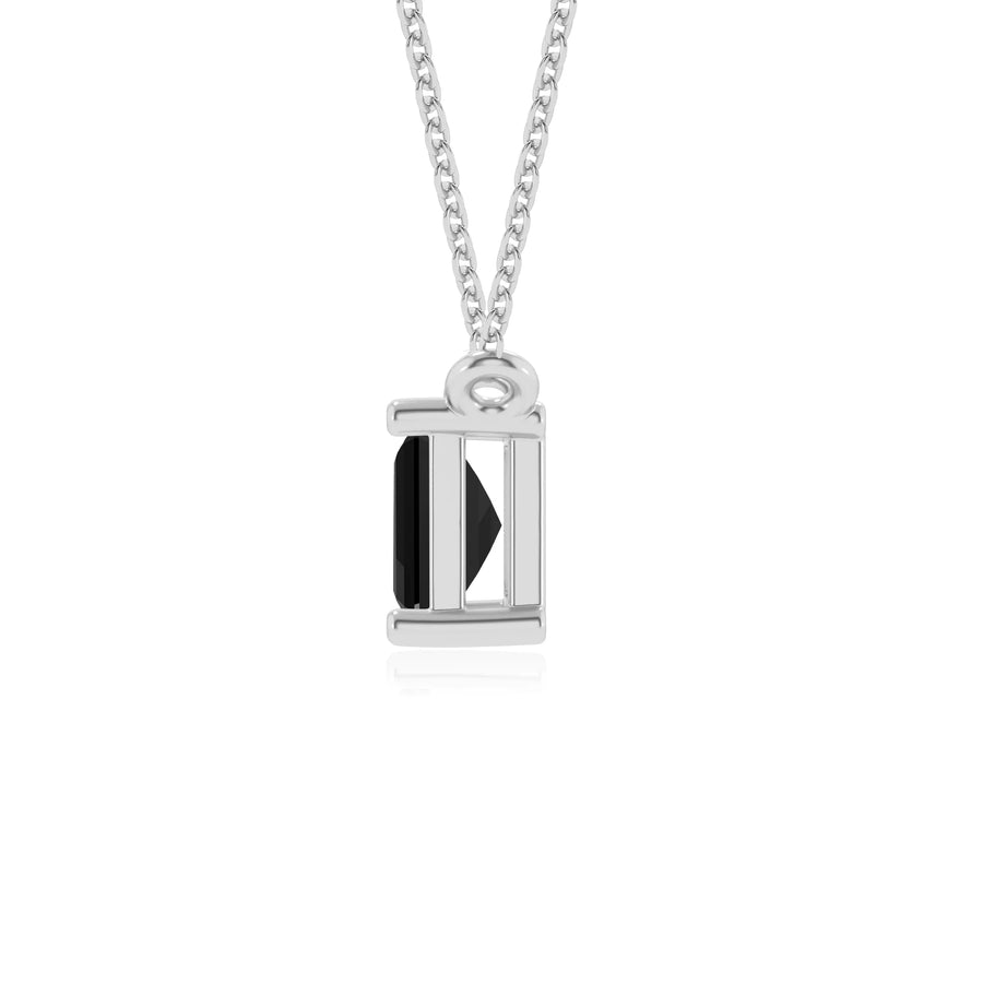 natural black-onyx emerald cut solitaire necklaces in white gold 