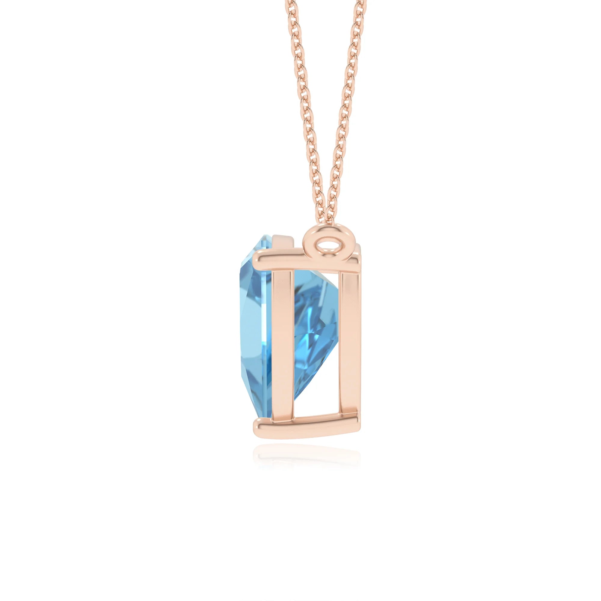 natural swiss-blue-topaz trillion solitaire necklaces in rose gold 