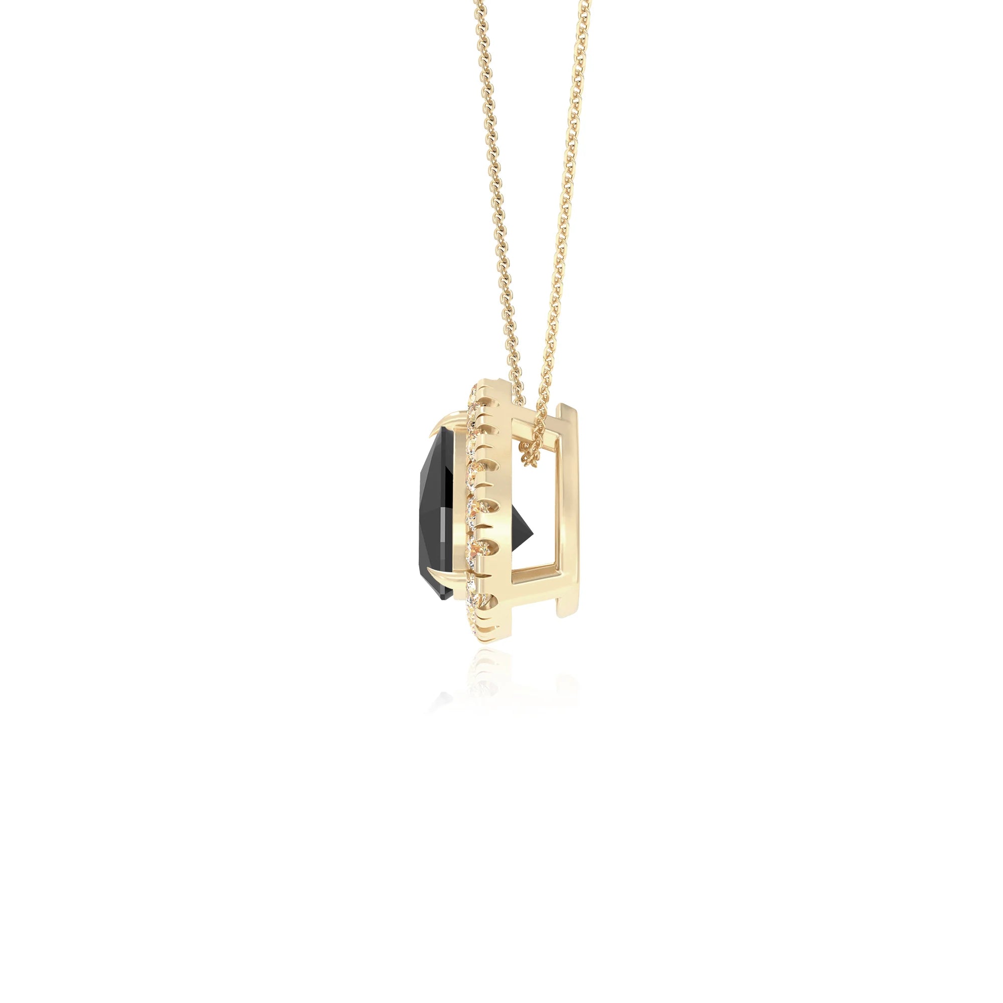 natural black onyx trillion solitaire necklaces in yellow gold 