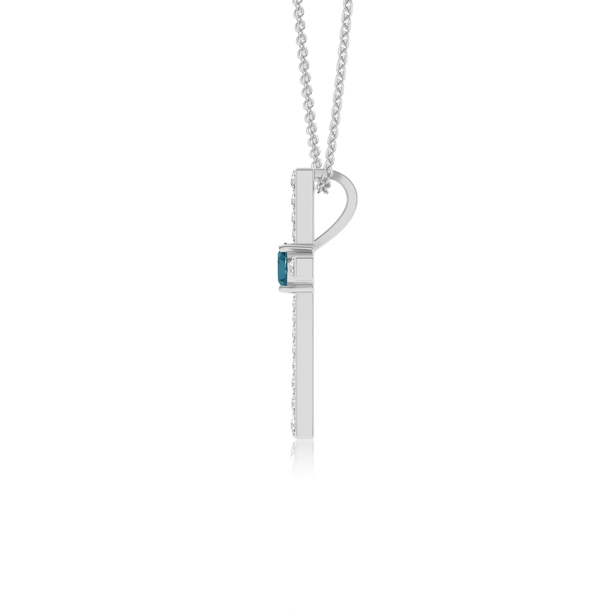 natural london-blue-topaz round infinity necklaces in white gold 