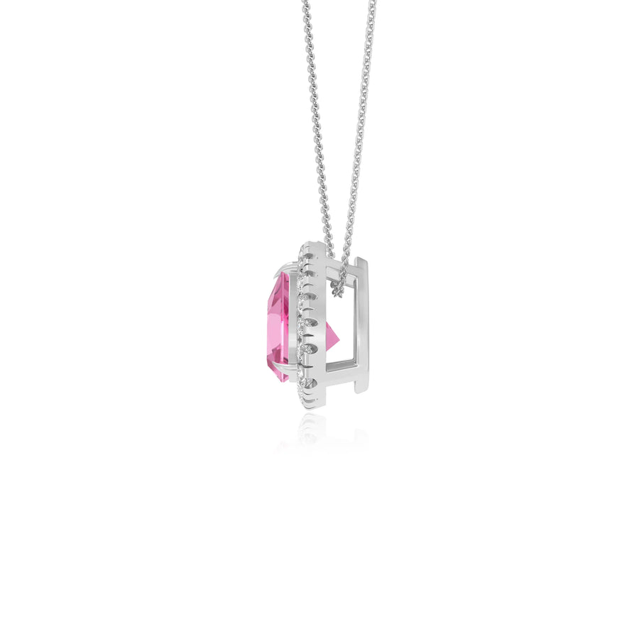 lab grown pink sapphire trillion solitaire necklaces in sterling silver 