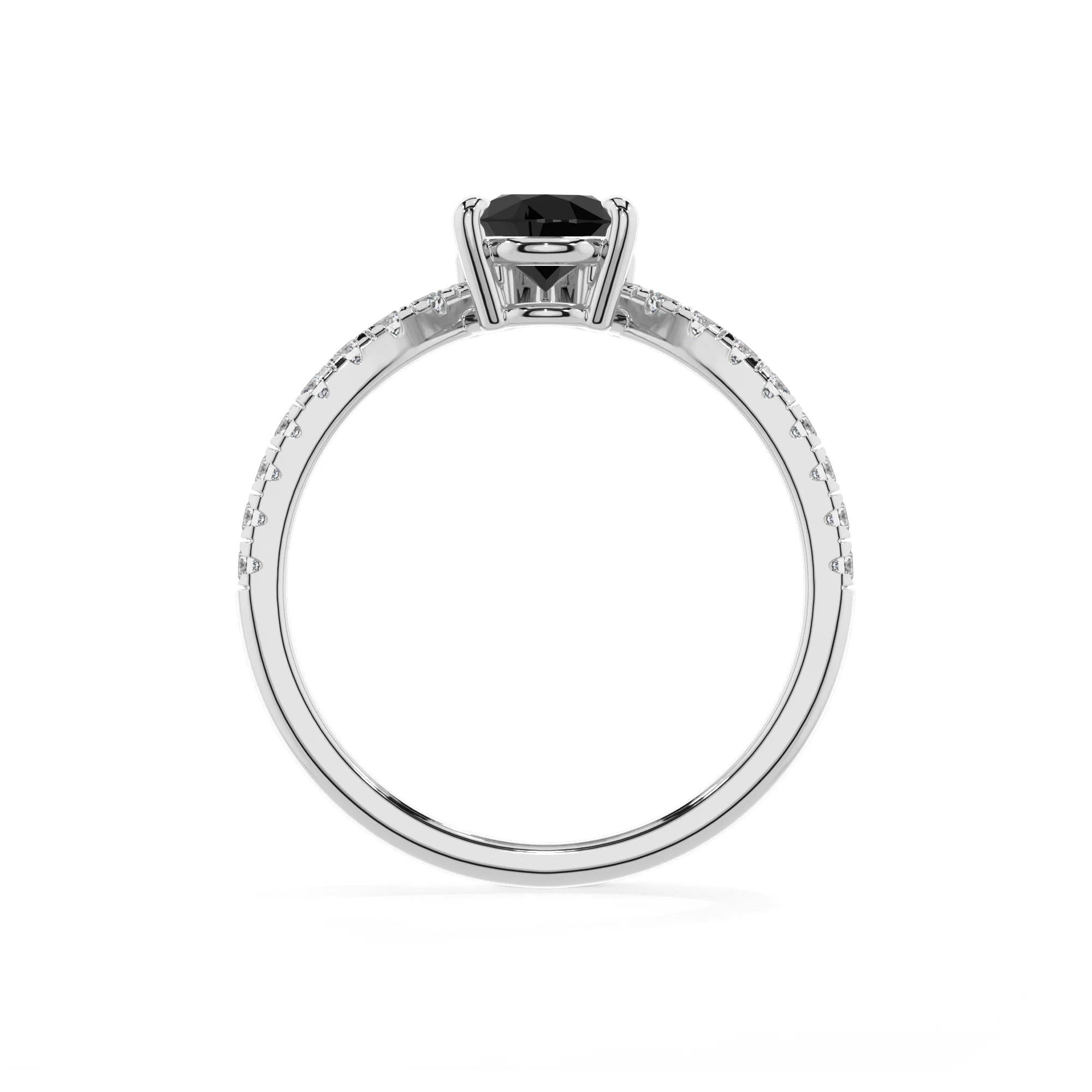 natural black-onyx pear solitaire rings in sterling silver 