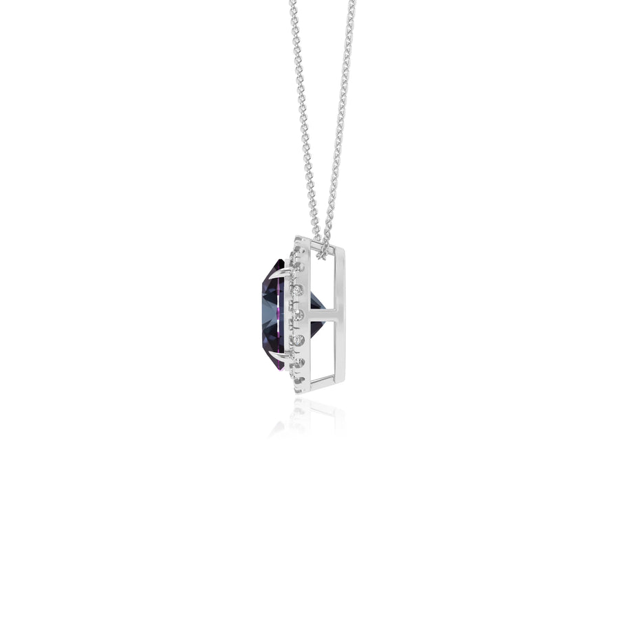 lab grown alexandrite round solitaire necklaces in sterling silver 