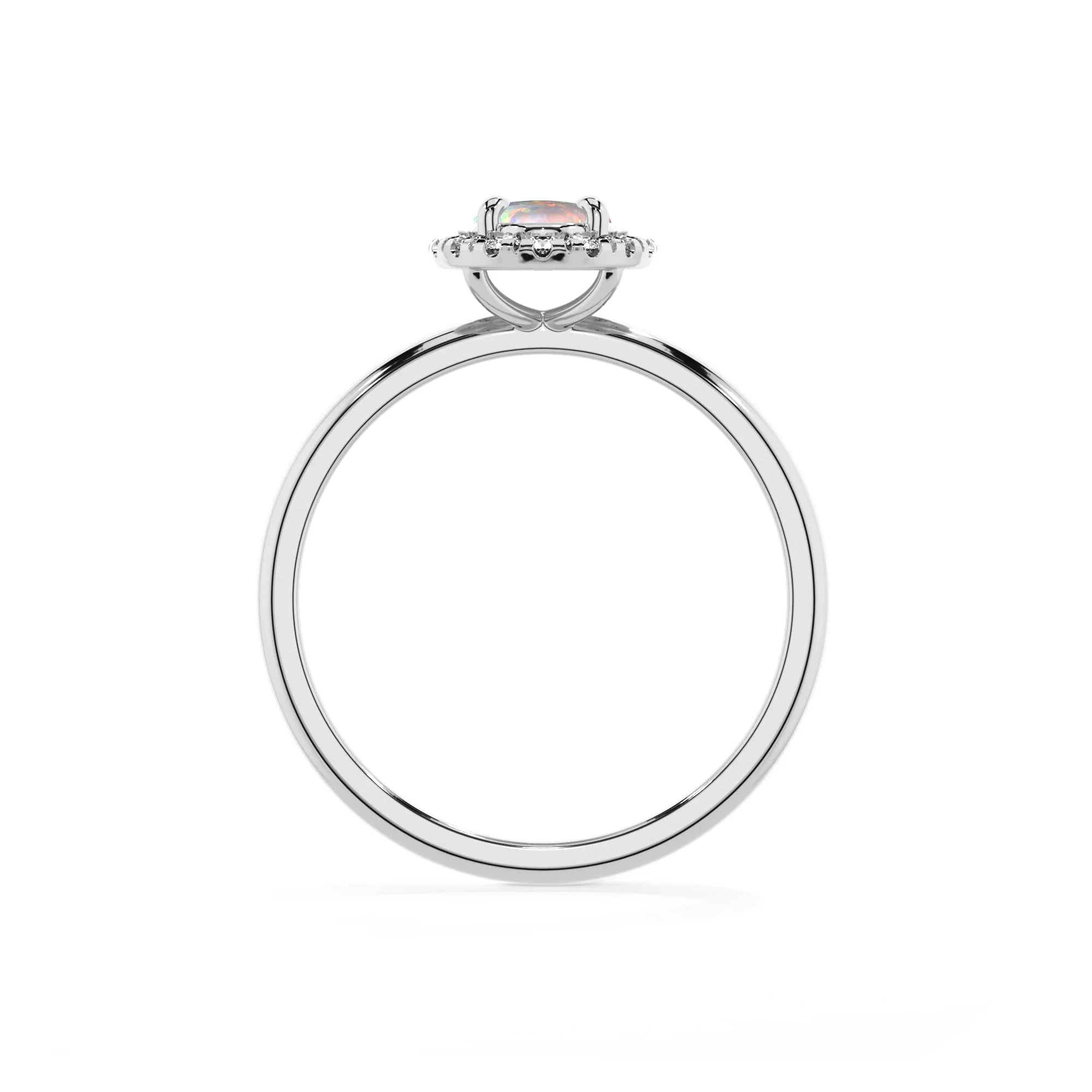 lab grown opal oval solitaire rings in white gold 