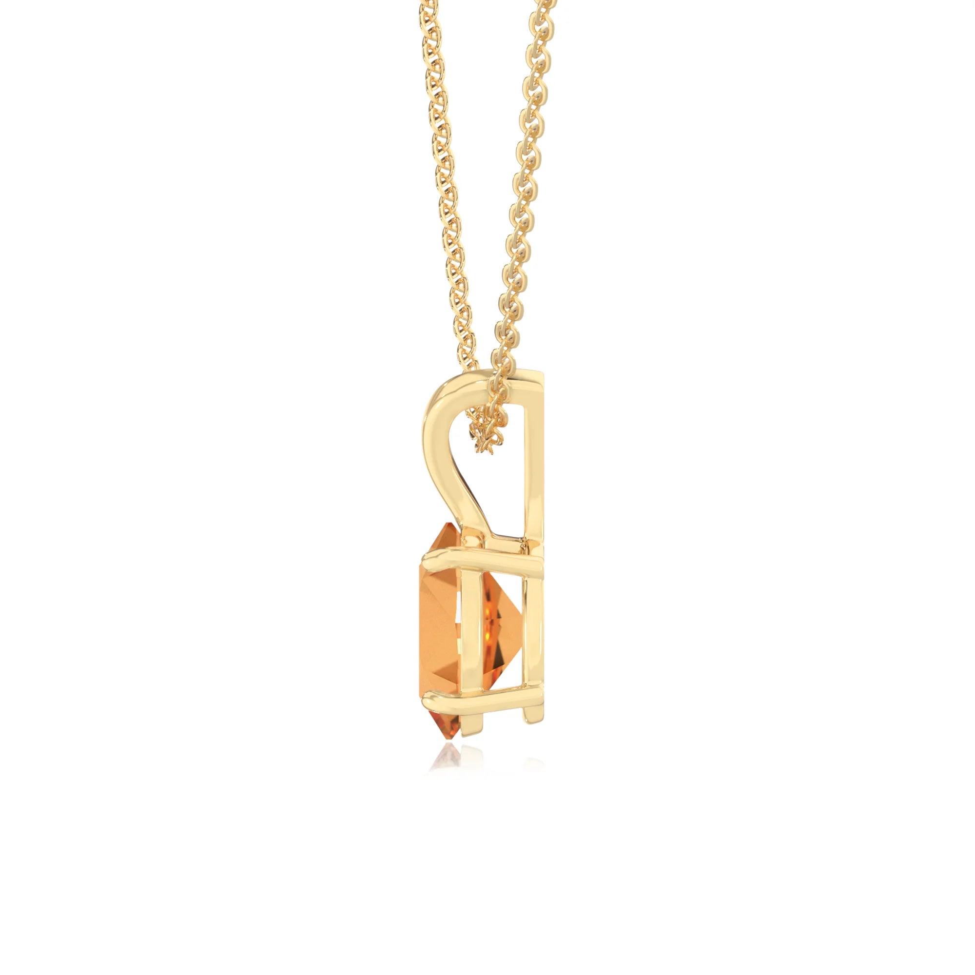 lab grown citrine oval solitaire v-bale necklaces in yellow gold 
