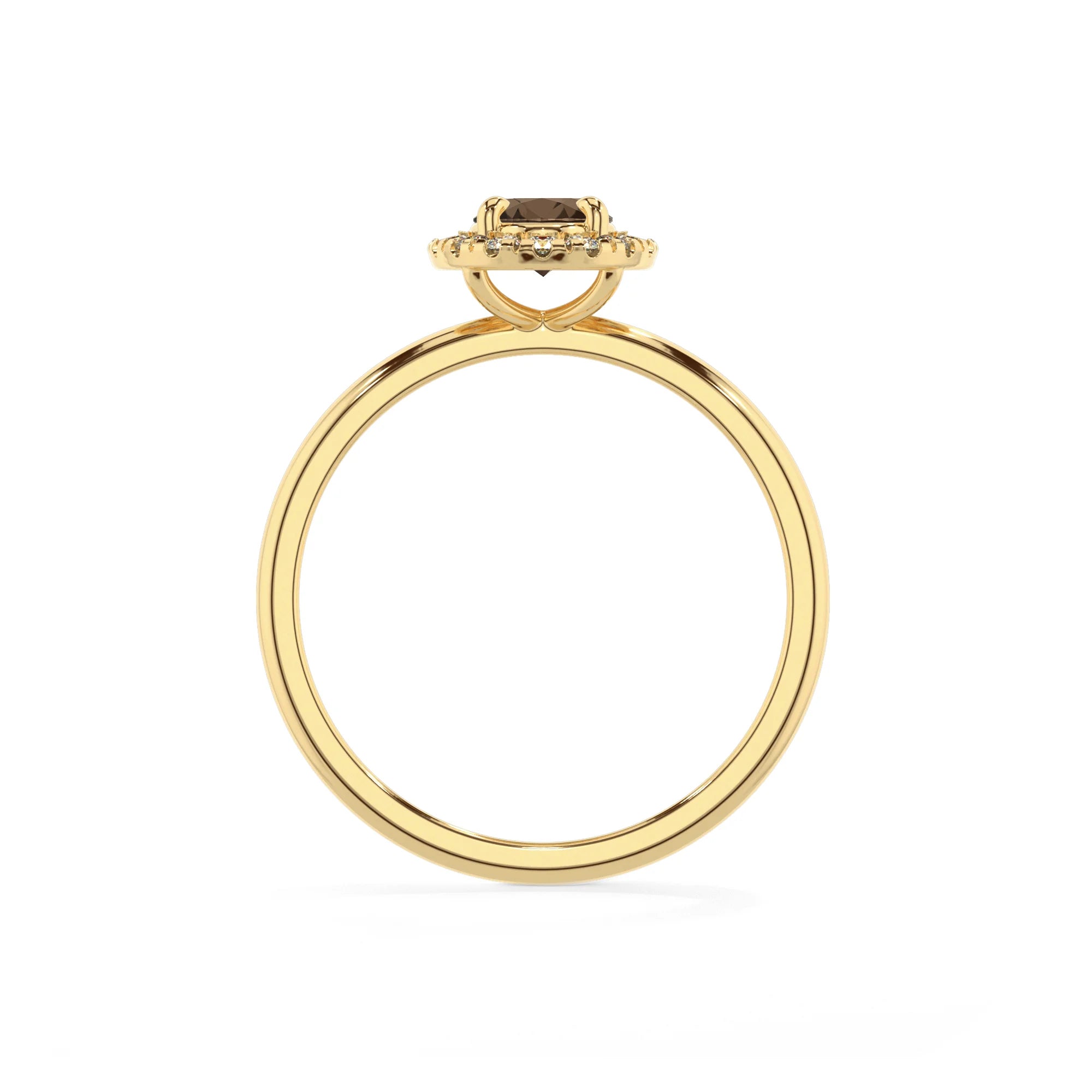natural smoky-quartz oval solitaire rings in yellow gold 