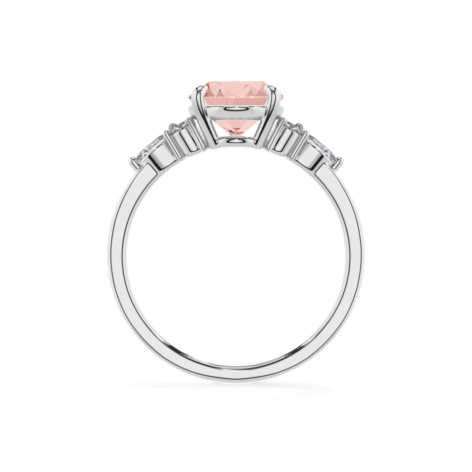 lab grown morganite oval solitaire rings in sterling silver 