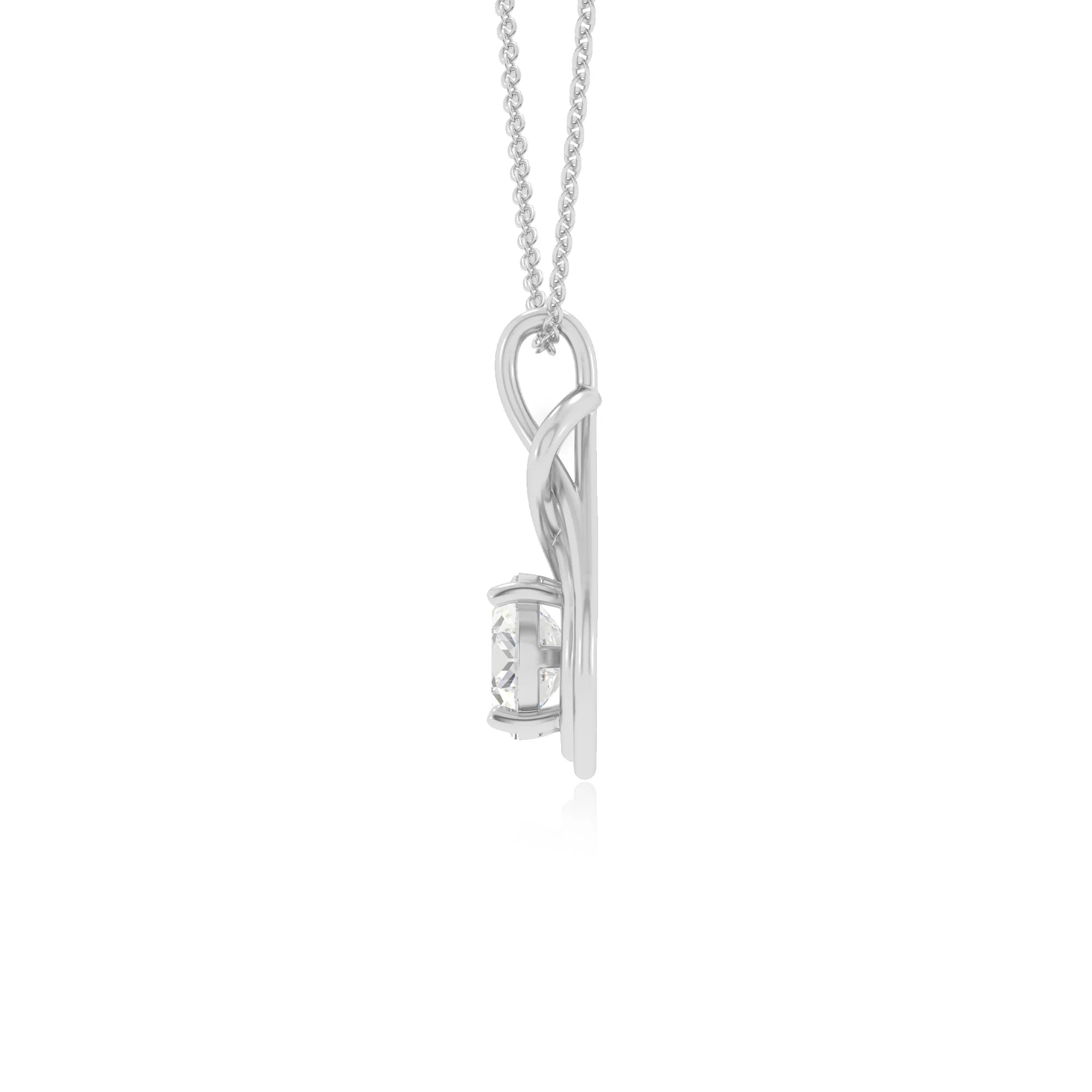 lab grown moissanite round solitaire necklaces in white gold 