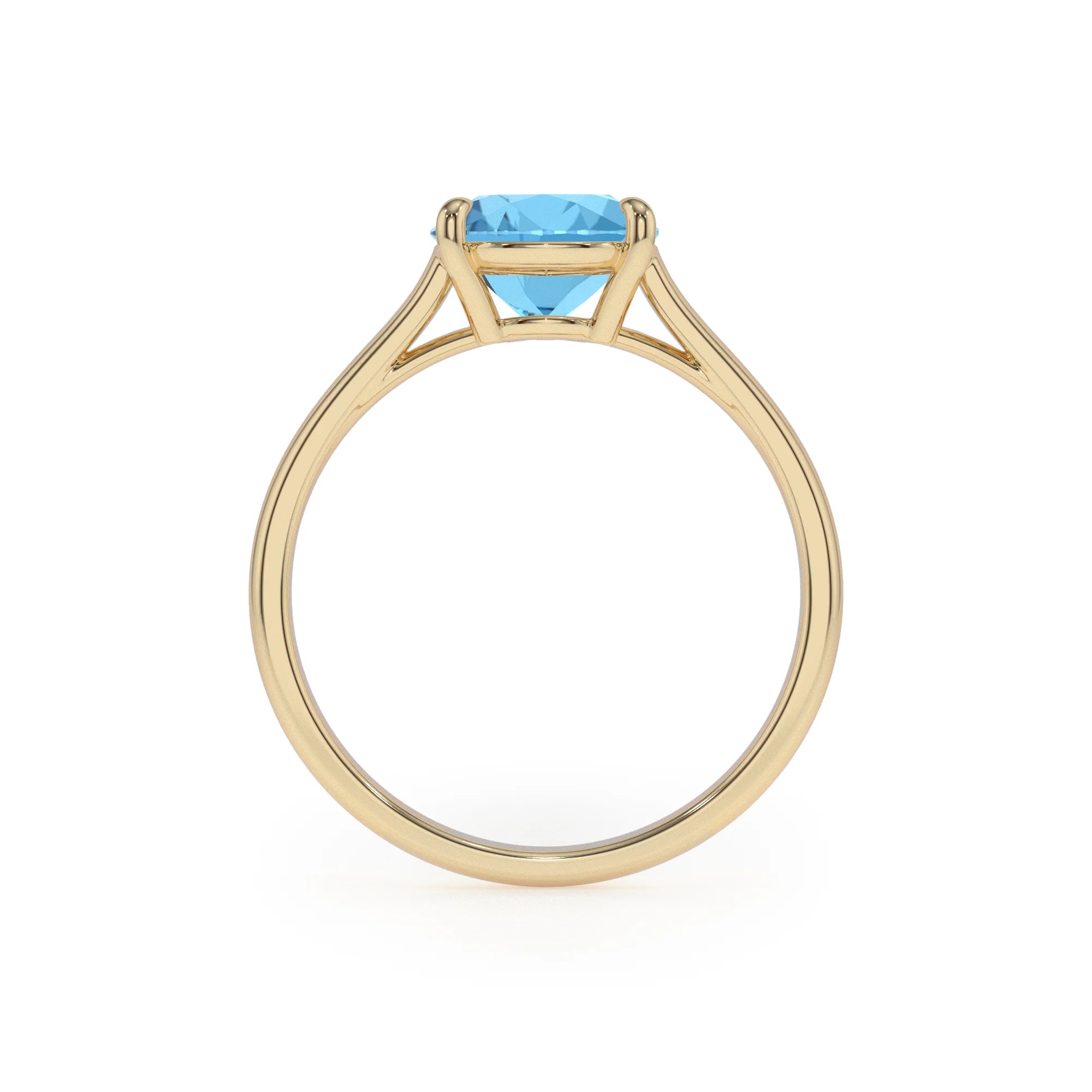 natural swiss-blue-topaz pear solitaire rings in yellow gold 