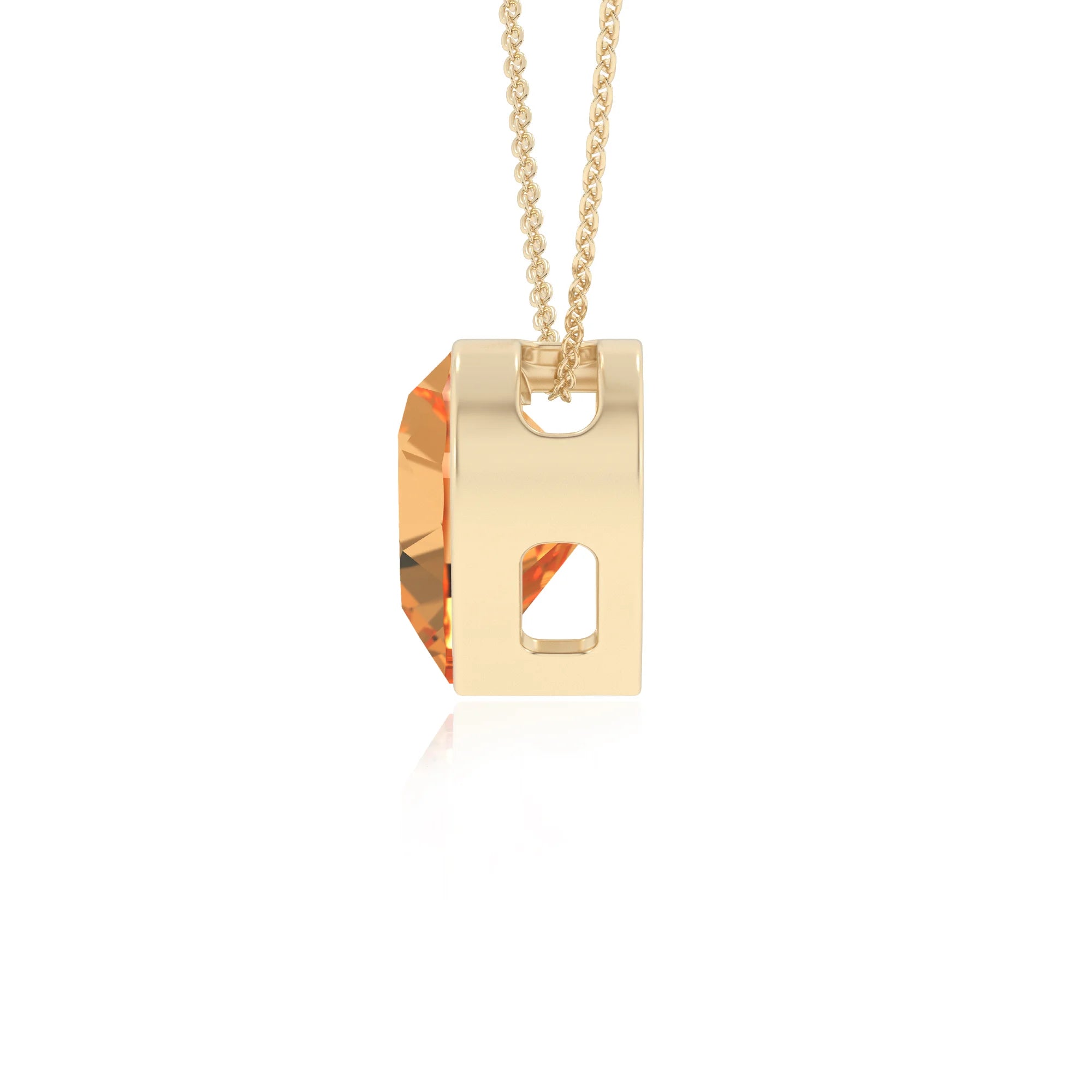 lab grown citrine heart solitaire necklaces in yellow gold 