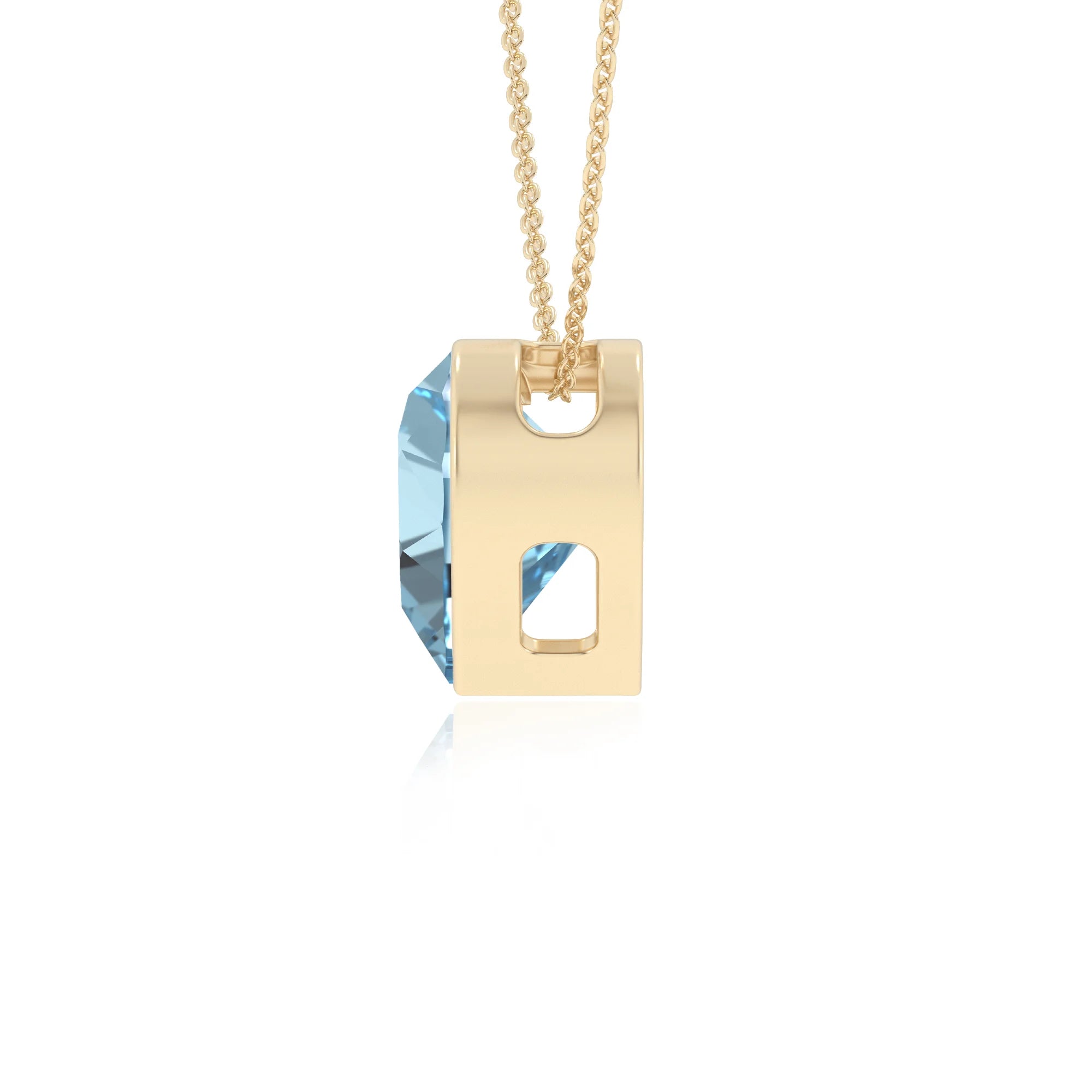 lab grown aquamarine heart solitaire necklaces in yellow gold 