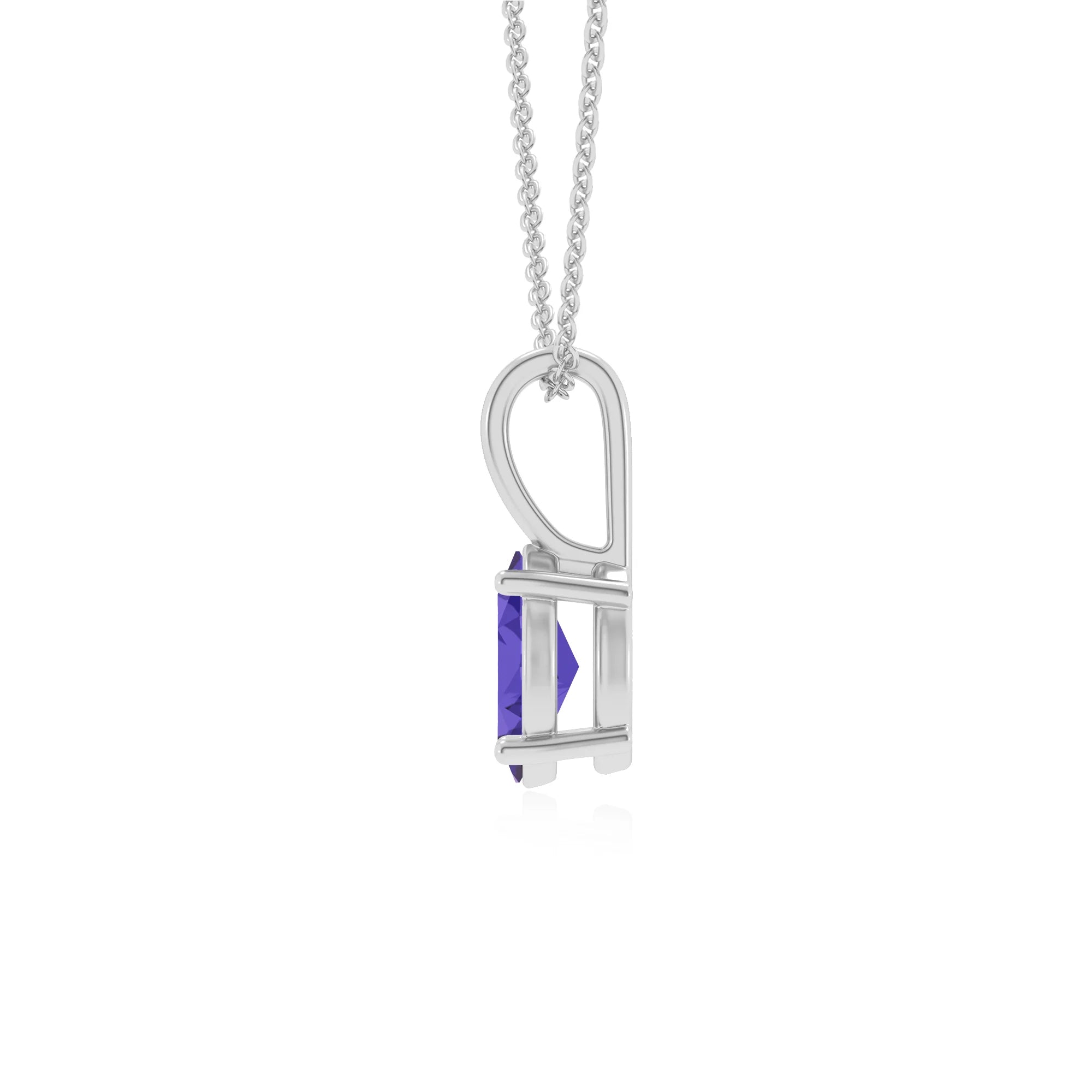 lab grown tanzanite oval solitaire necklaces in white gold 