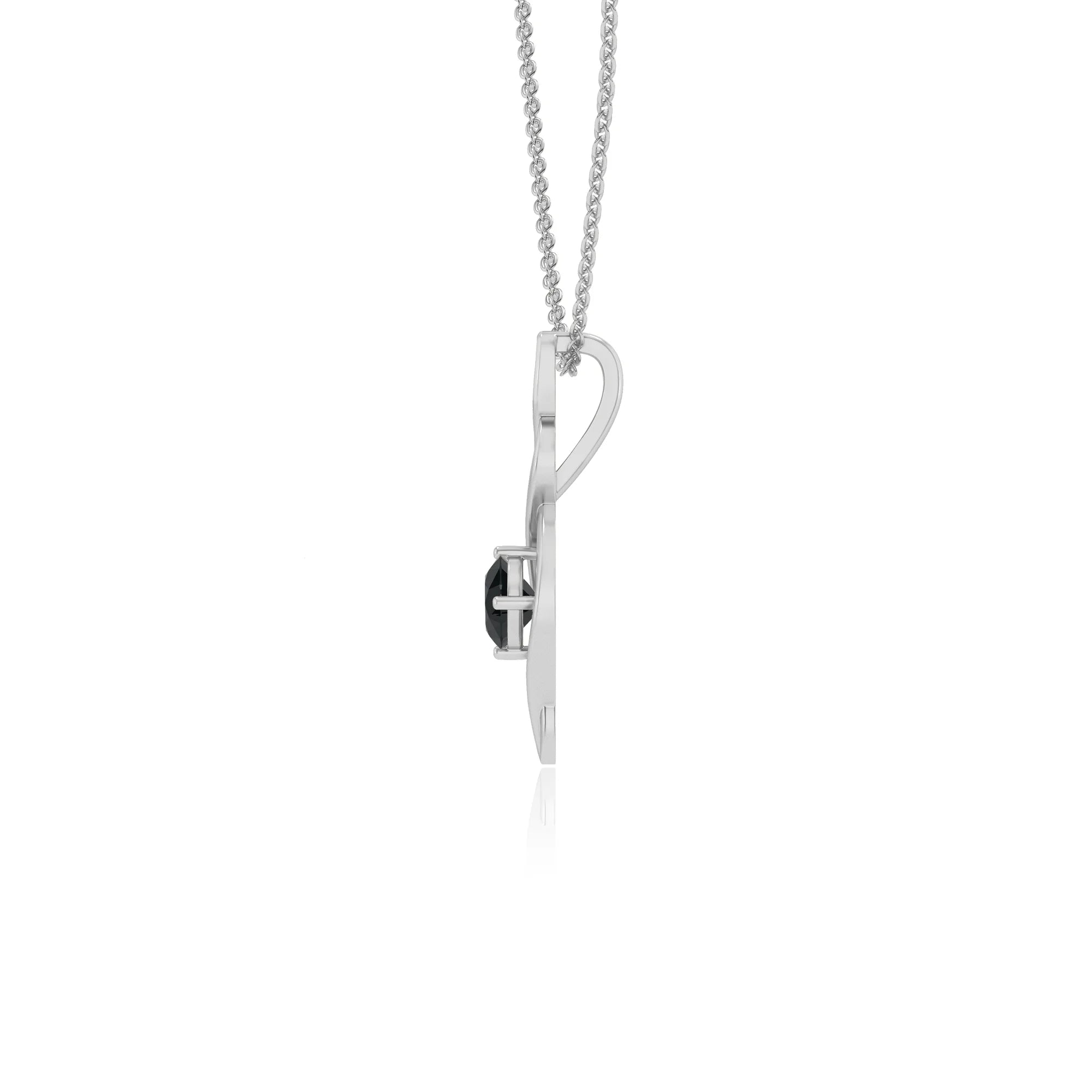 natural black-onyx round solitaire necklaces in platinum 