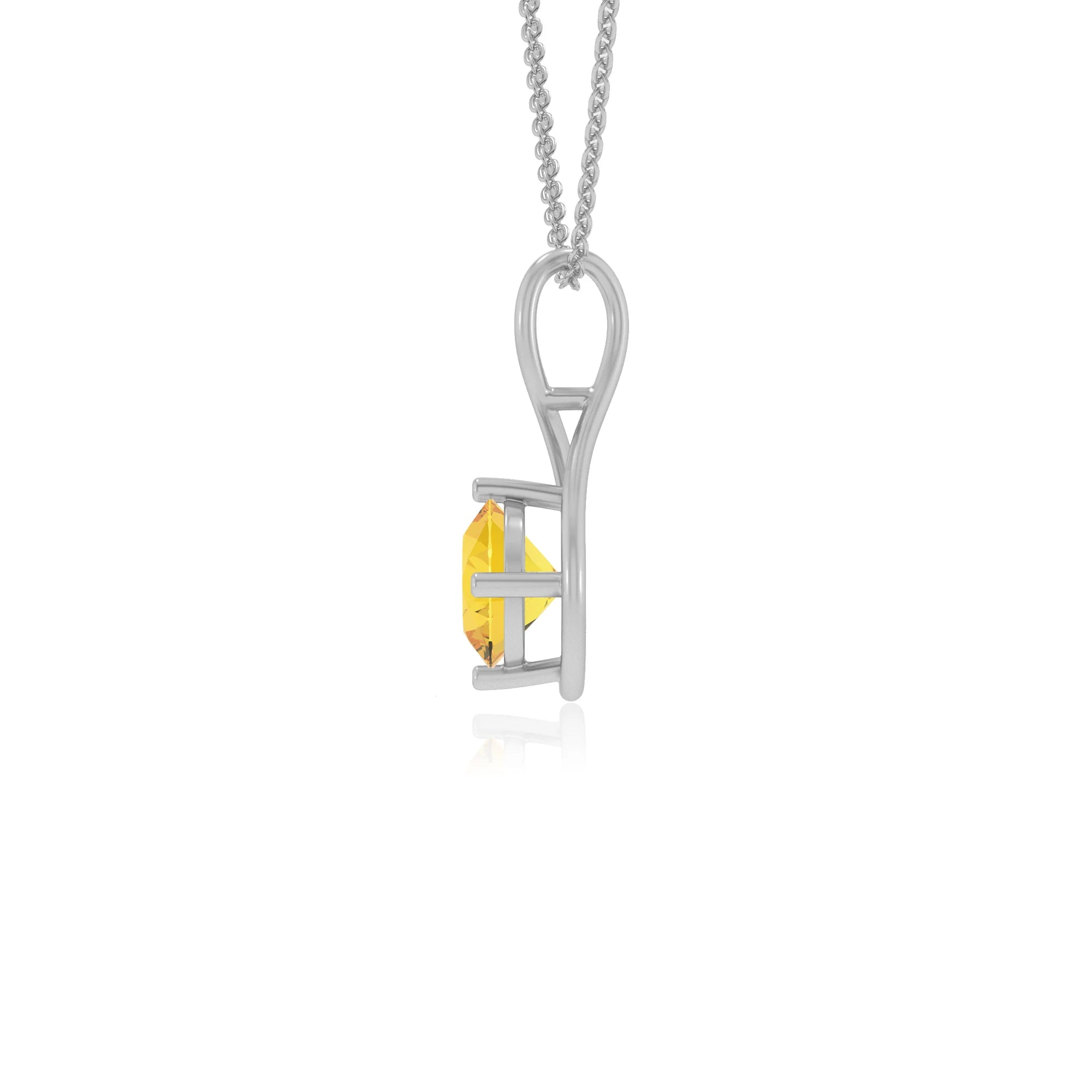 lab grown yellow-sapphire round solitaire necklaces in white gold 