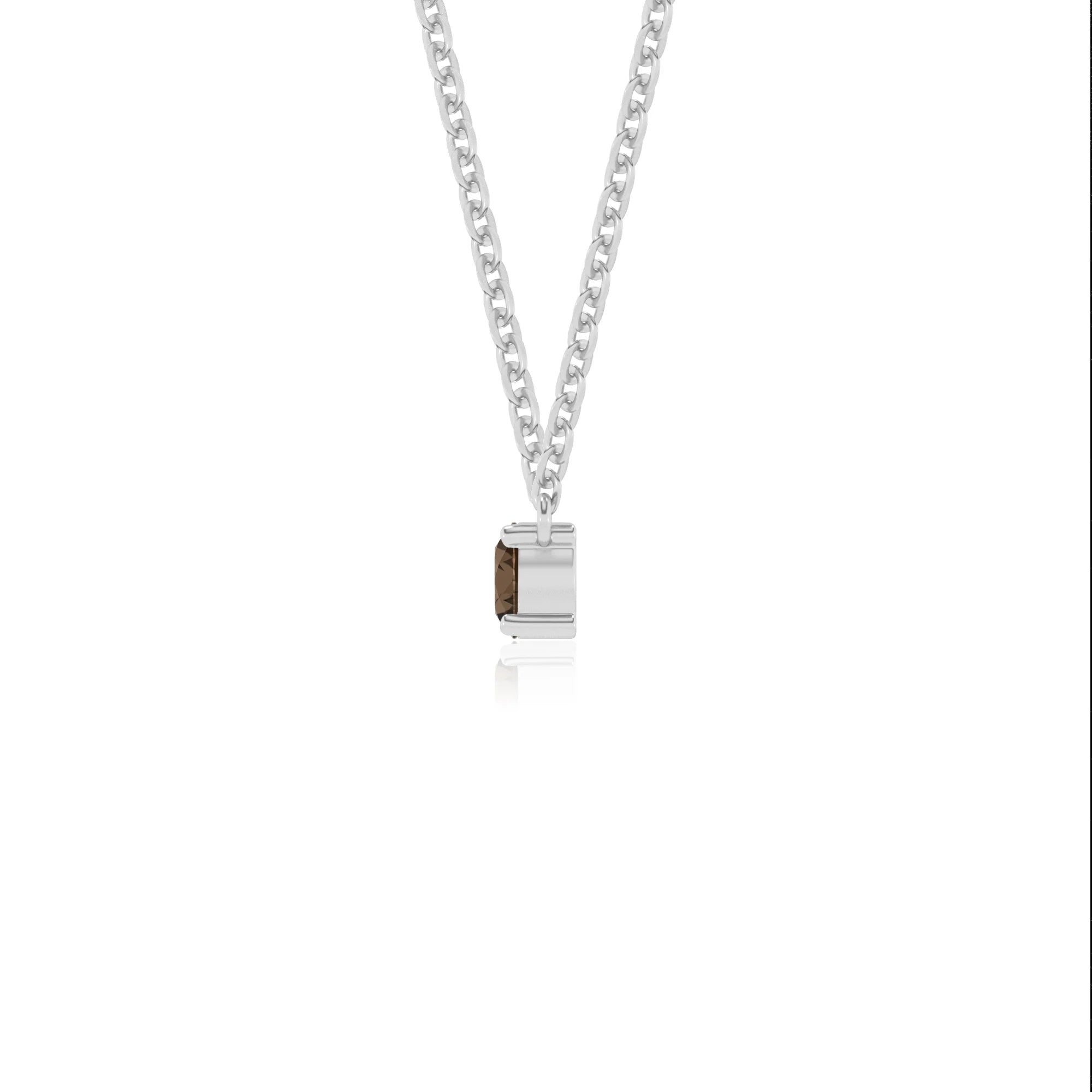 natural smoky-quartz round bar v-bale necklaces in white gold 