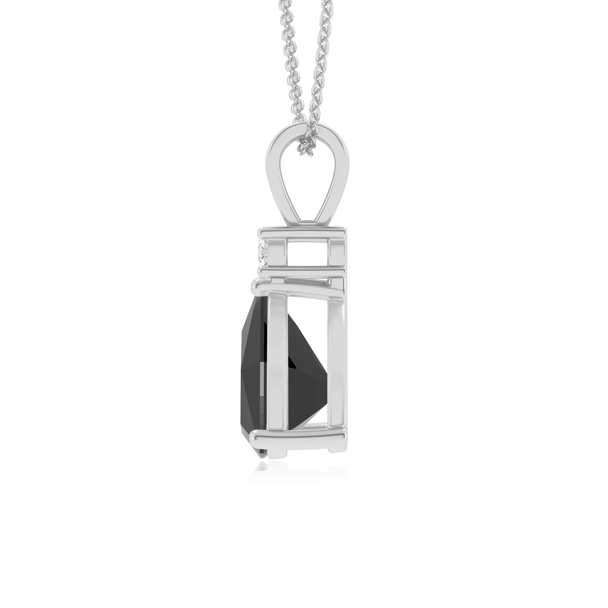 natural black-onyx trillion solitaire v-bale necklaces in platinum 