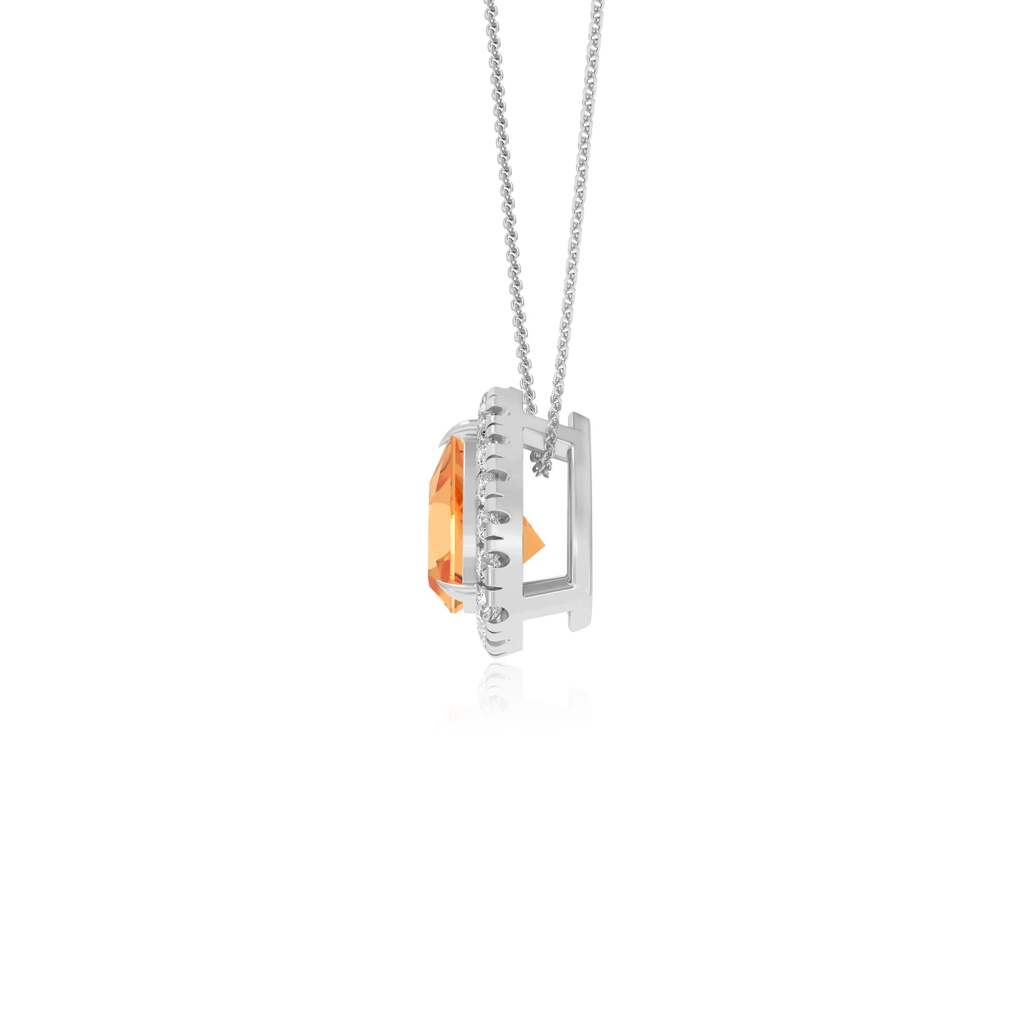 lab grown citrine trillion solitaire necklaces in white gold 