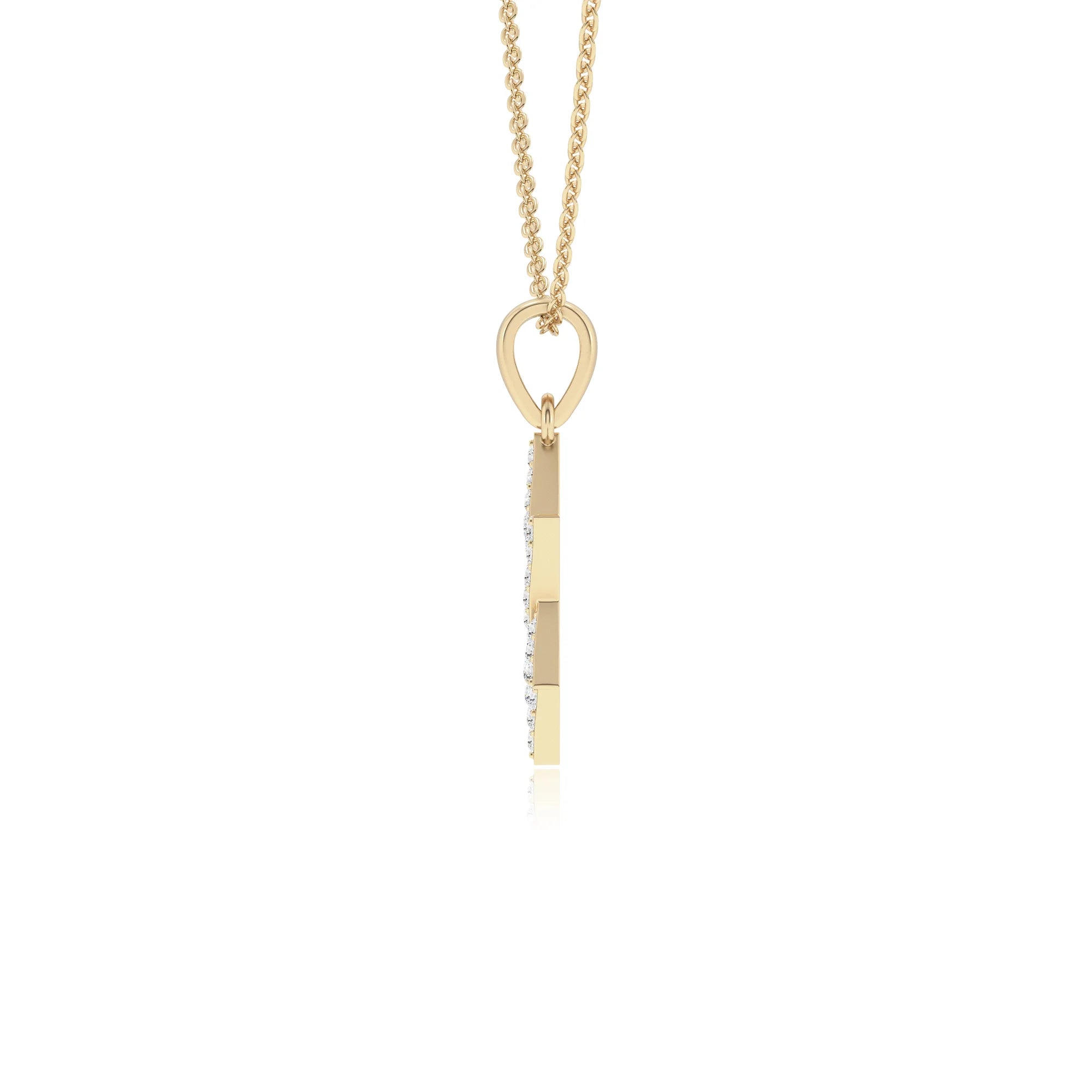 lab grown moissanite round necklaces in yellow gold 