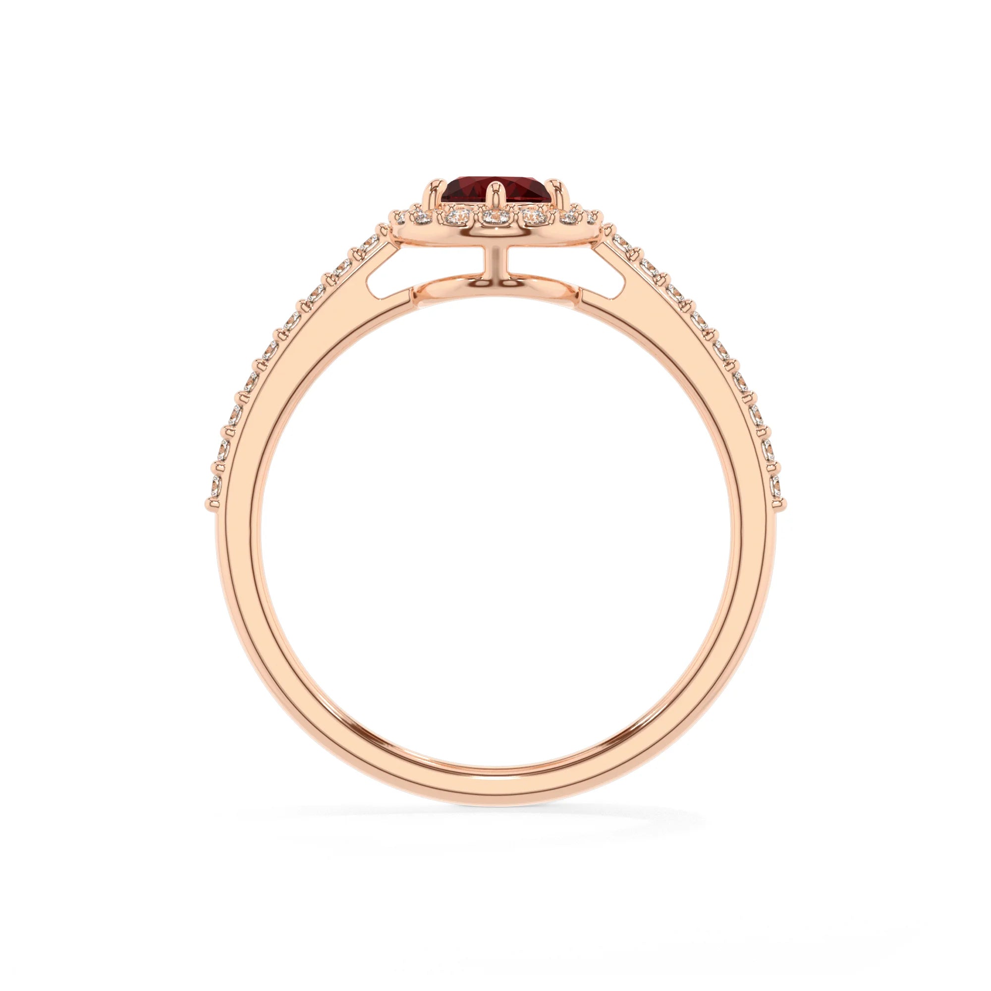 natural garnet pear solitaire rings in rose gold 